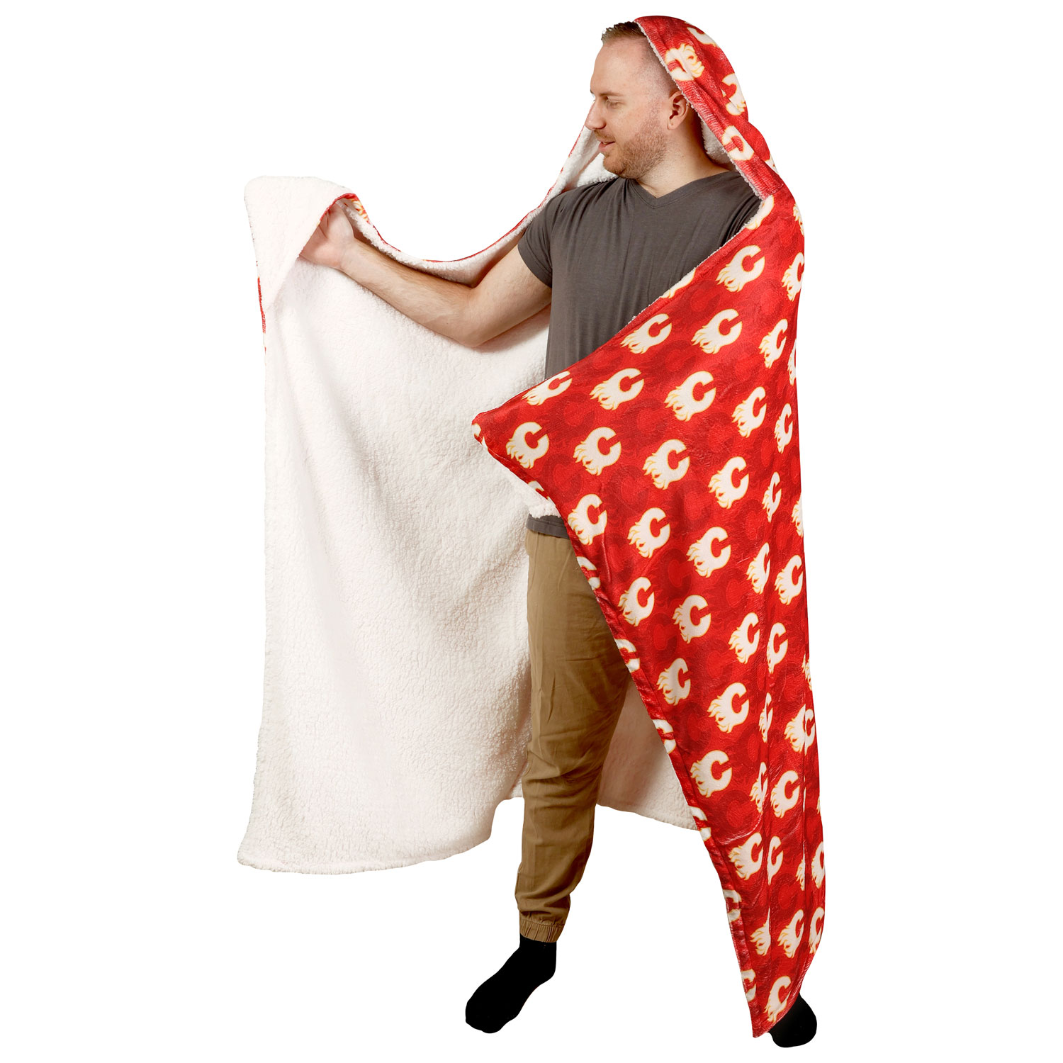 Jeté à capuchon de la LNH - 50 x 70 po - Flames de Calgary