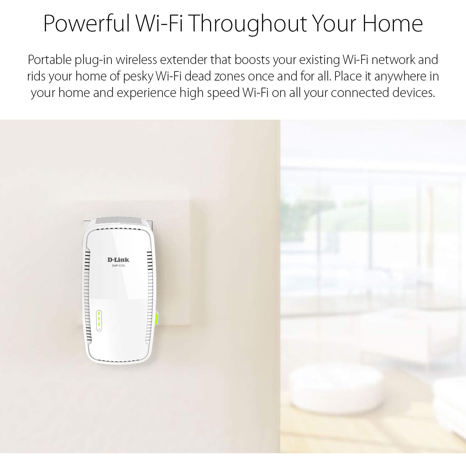 Refurbished- D-Link AC1750 Mesh Wi-Fi Range Extender- Cover up to 2000 sq.ft- Dual Band, MU-MIMO, Mesh, WPA3, Booster, Repeater, Access Point, Extend