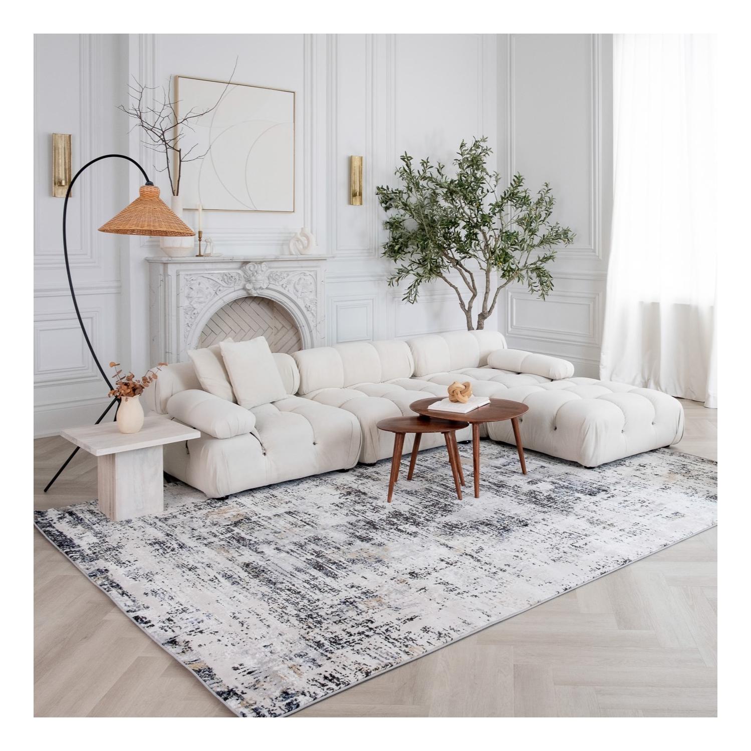 Rug Branch Ashlar Contemporary Abstract Grey/Black Indoor Area Rug