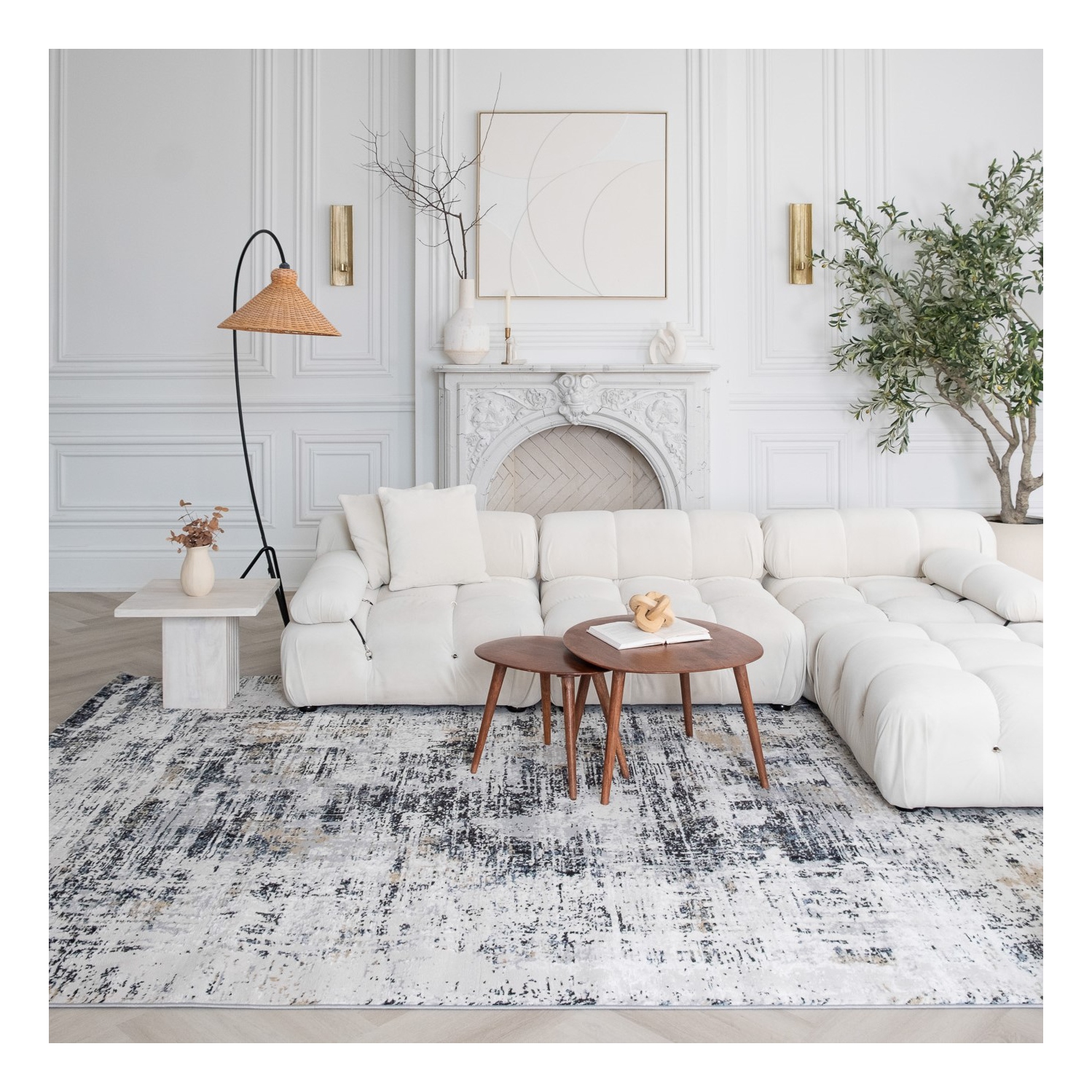 Rug Branch Ashlar Contemporary Abstract Grey/Black Indoor Area Rug