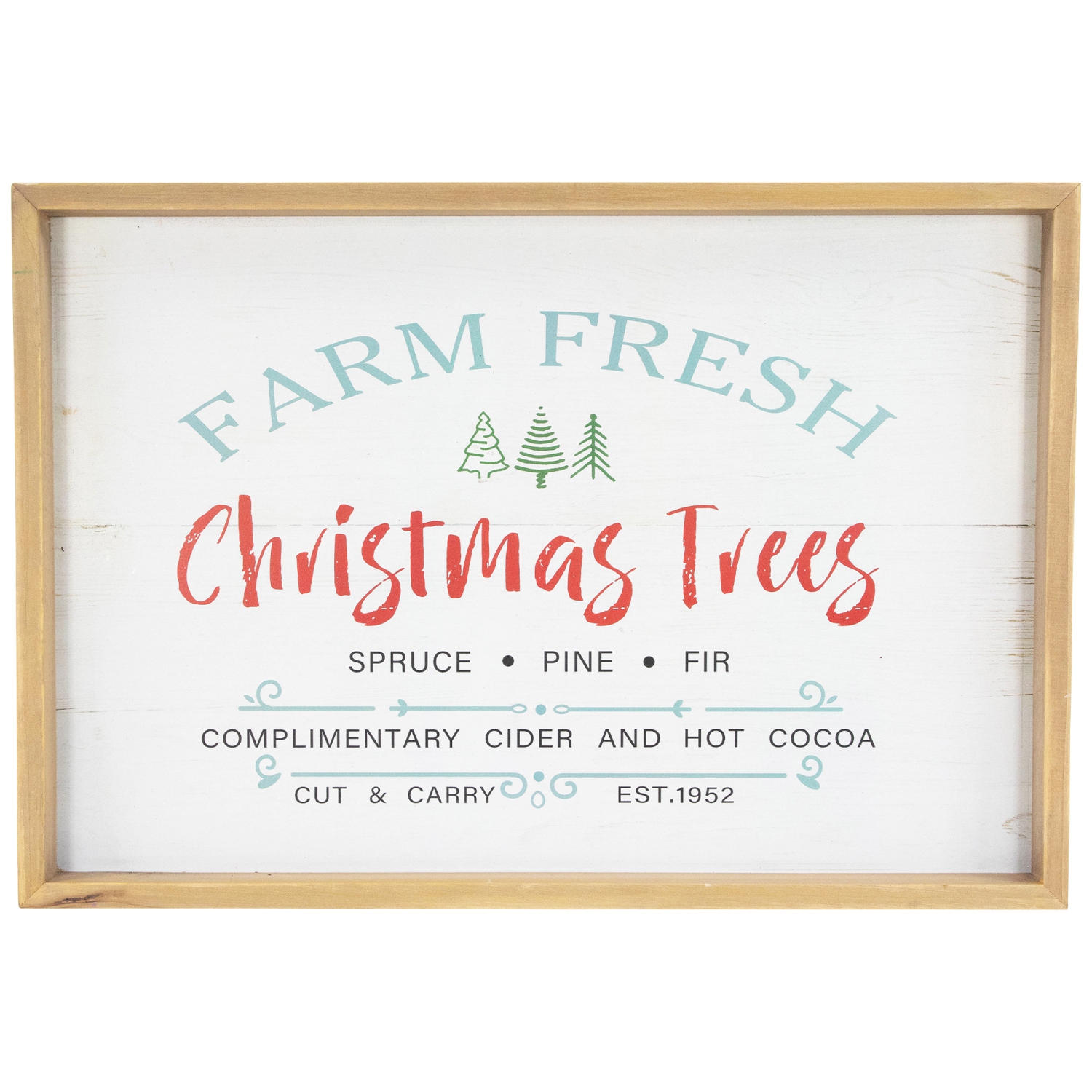 Affiche murale en bois encadrée en forme d'arbres de Noël, ferme fraîche, 18,75&nbsp;po x 13&nbsp;po