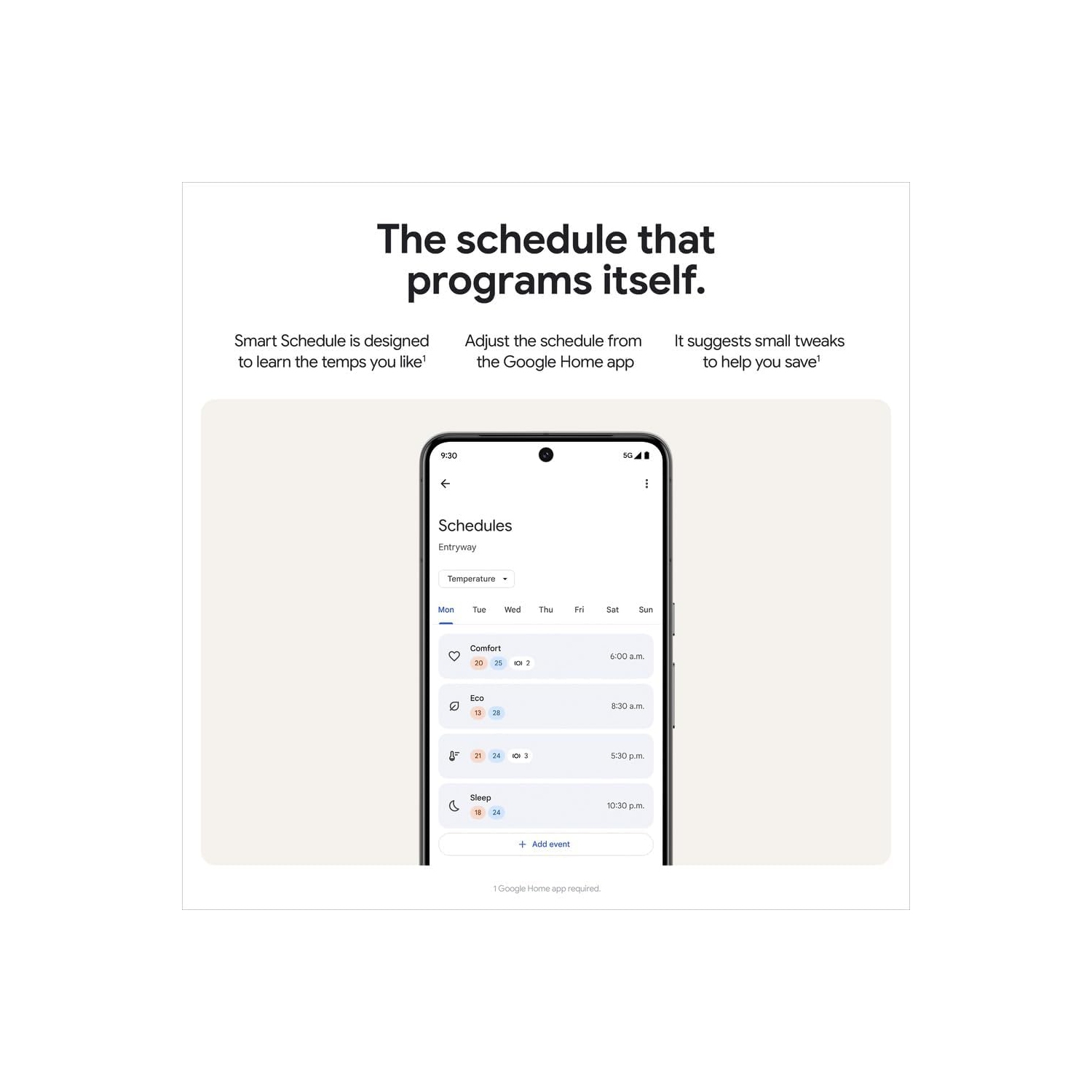 Thermostat intelligent Wi-Fi Nest Learning de Google - Argenté poli