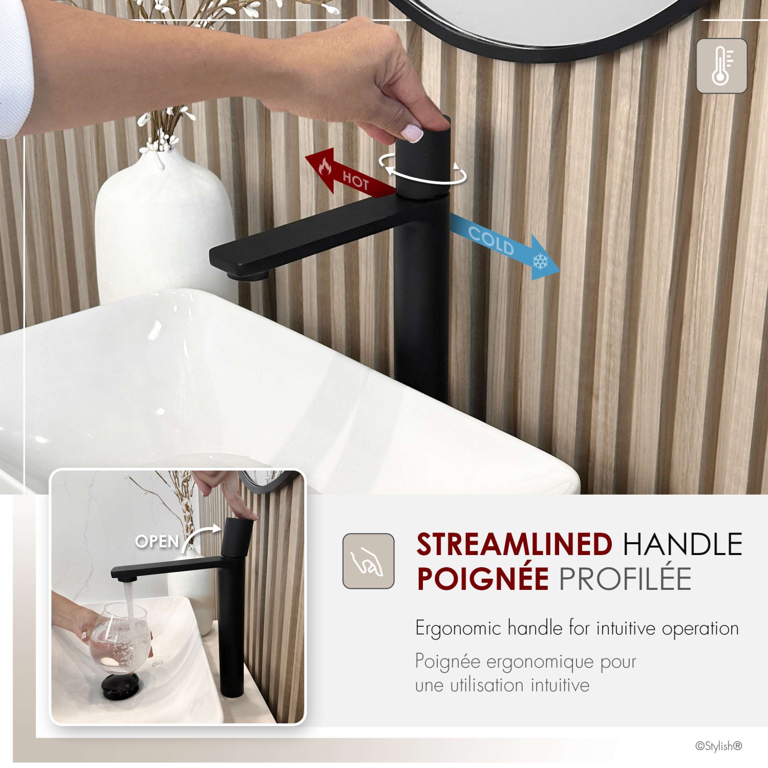 Nessa Single Handle 12 1/2" Matte Black Vessel Bathroom Faucet B-122N