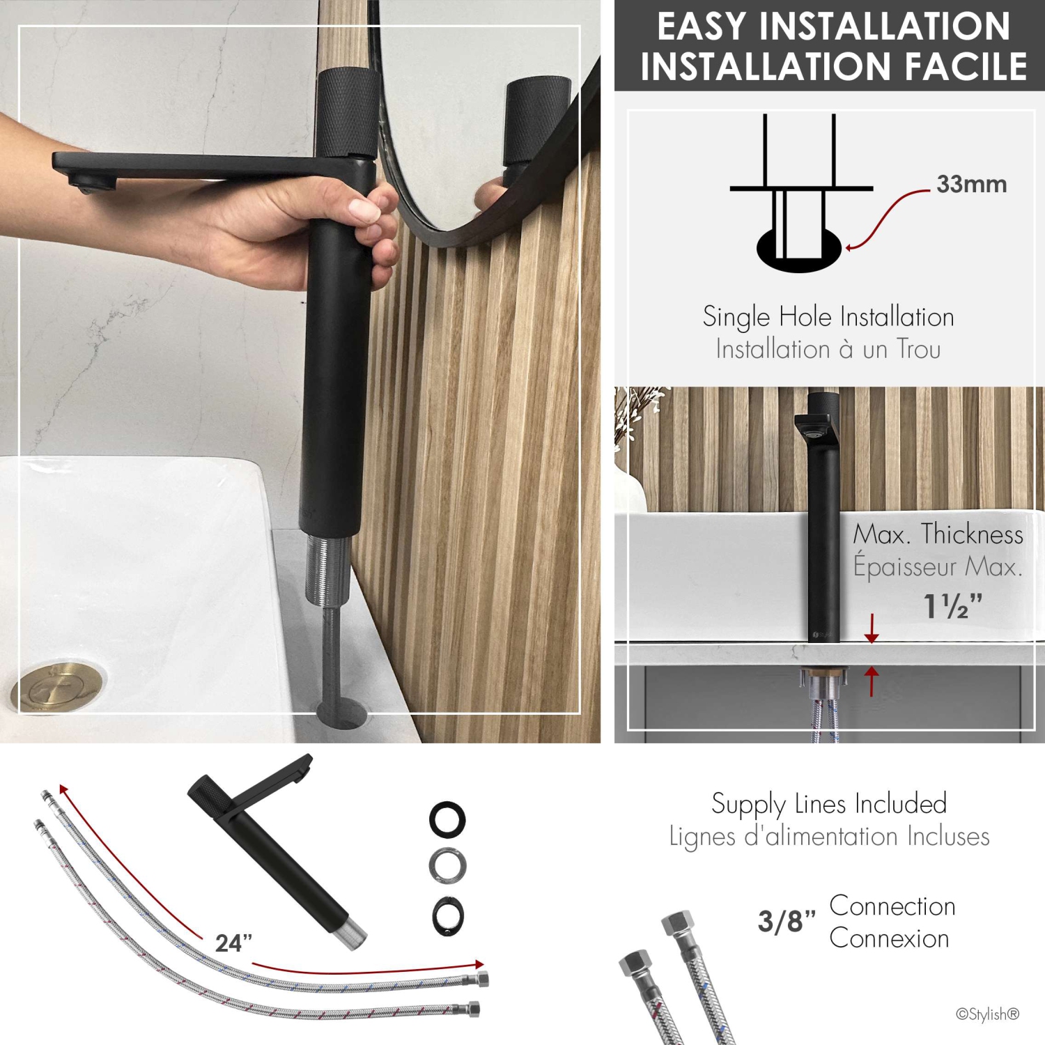 Nessa Single Handle 12 1/2" Matte Black Vessel Bathroom Faucet B-122N