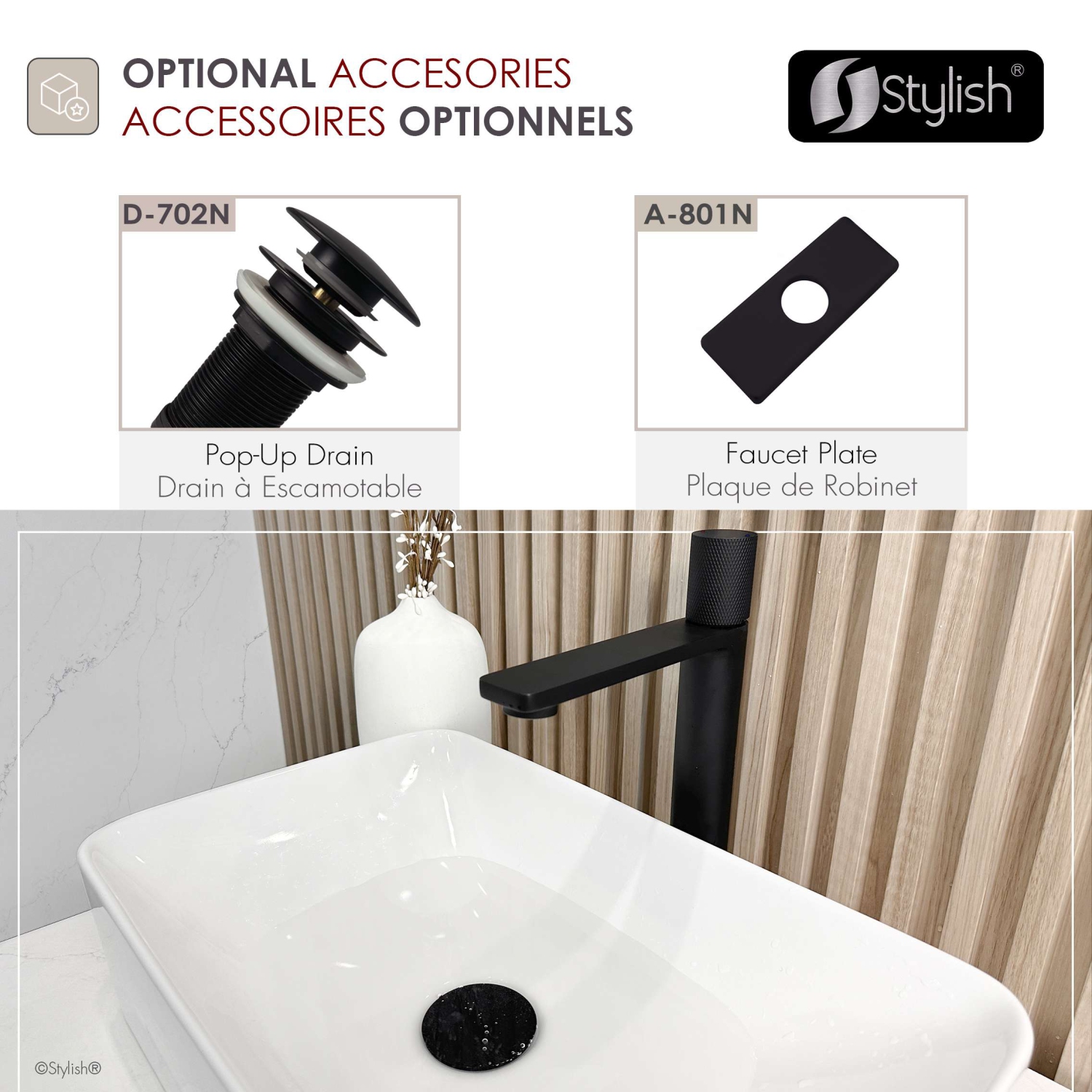 Nessa Single Handle 12 1/2" Matte Black Vessel Bathroom Faucet B-122N