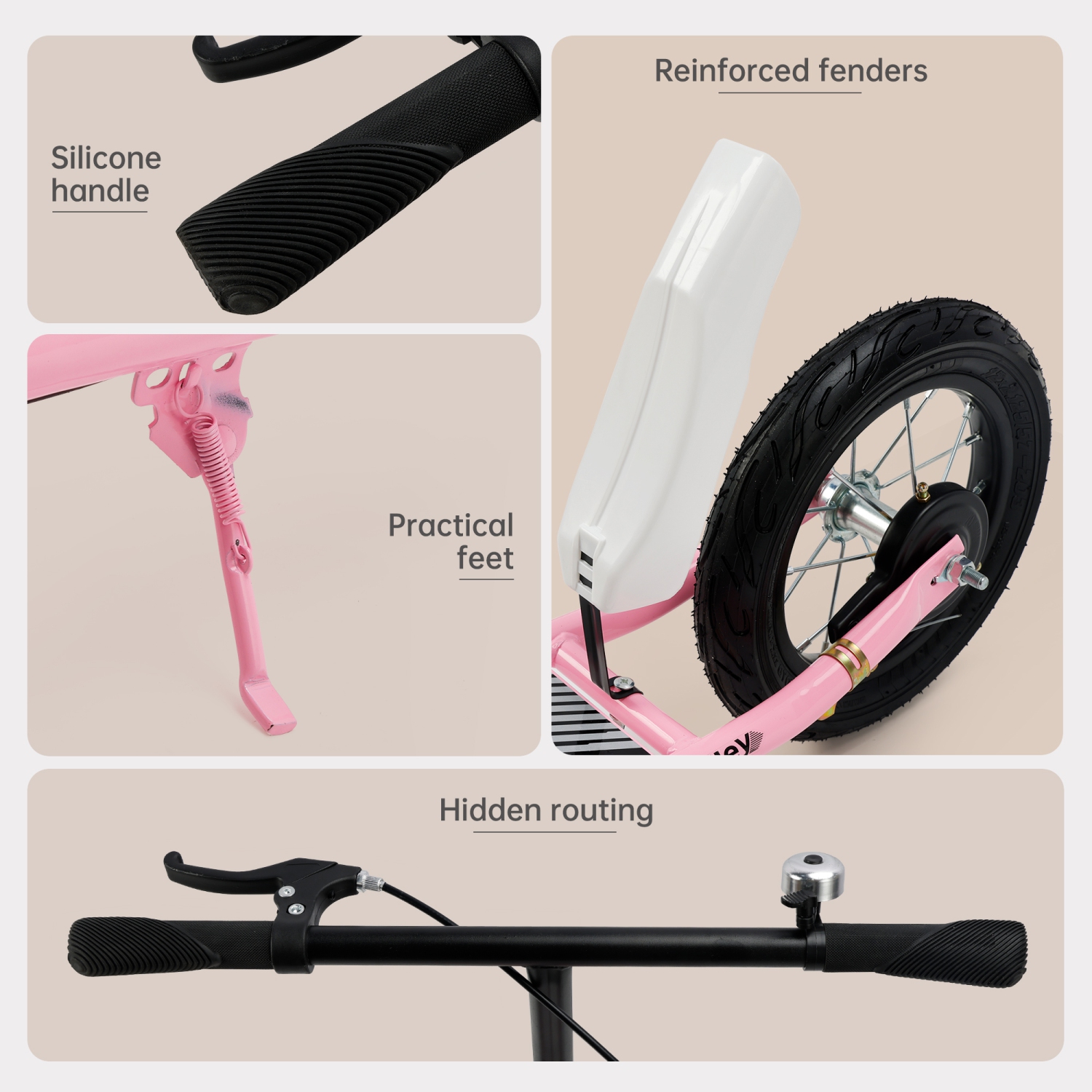 TOPTENG Shock-Absorbing Foldable Commuter Kick Scooter For Adults and Teens With 12" Large Smooth Rolling Rubber Air Tires Pink