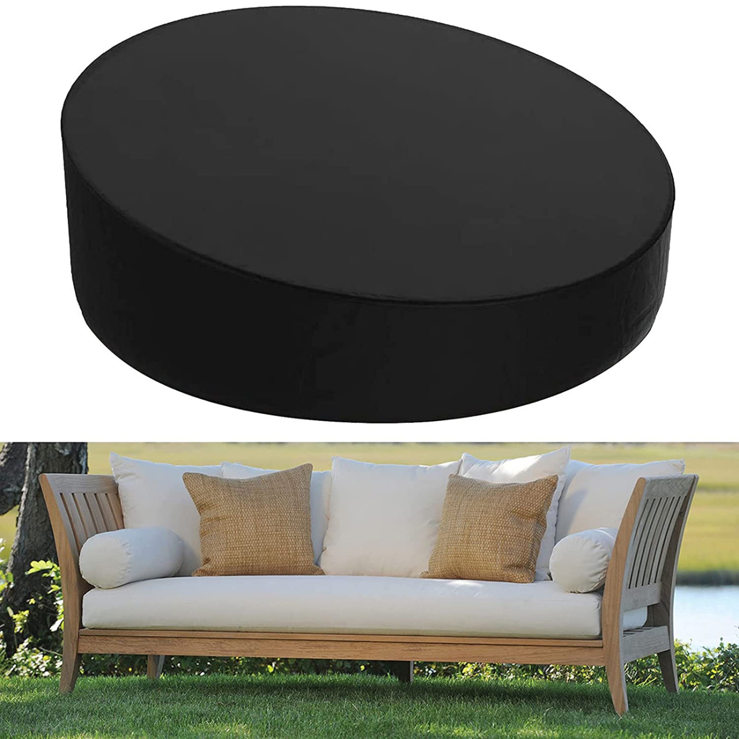 TOPTENG Étanche Chaises de canapé d'extérieur lourdes Housse de meuble Lit de jour Jardin rond de patio