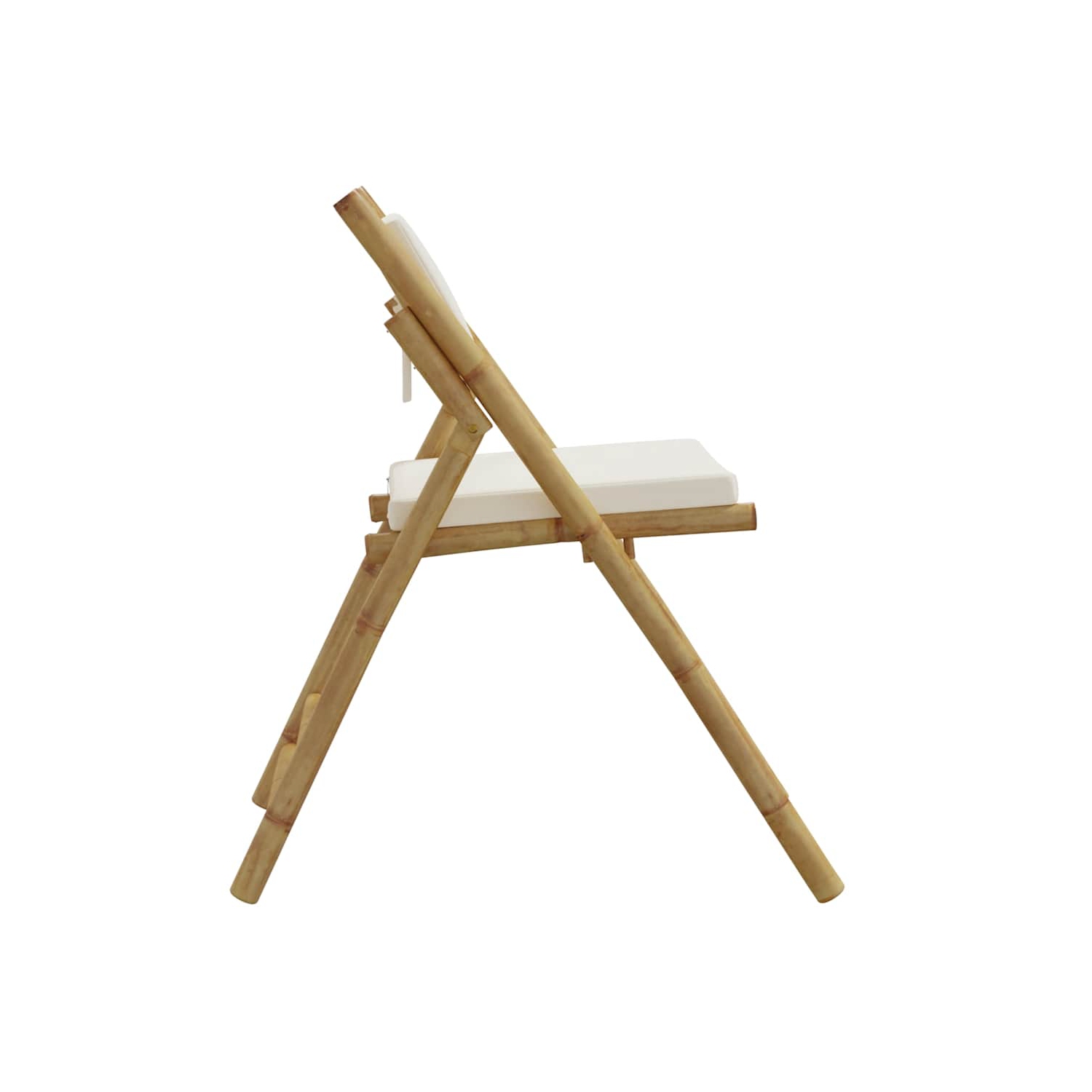 vidaXL 4 Piece Folding Bistro Chairs with Cream White Cushions Bamboo