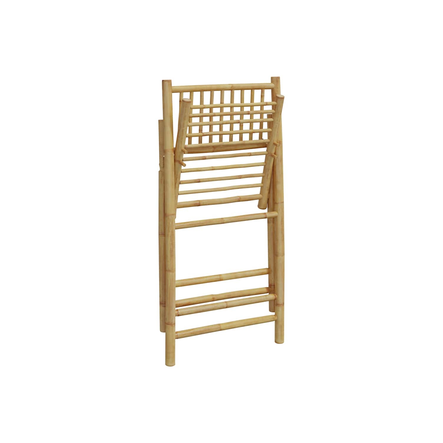 vidaXL 4 Piece Folding Bistro Chairs with Cream White Cushions Bamboo