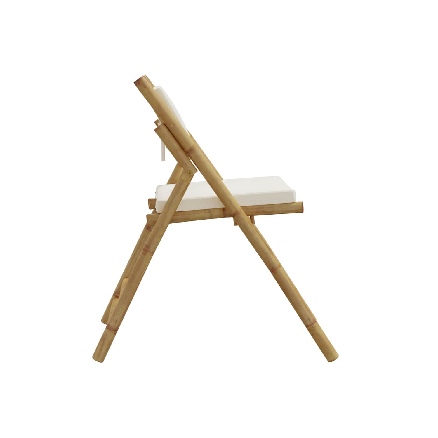 vidaXL 6 Piece Folding Bistro Chairs with Cream White Cushions Bamboo