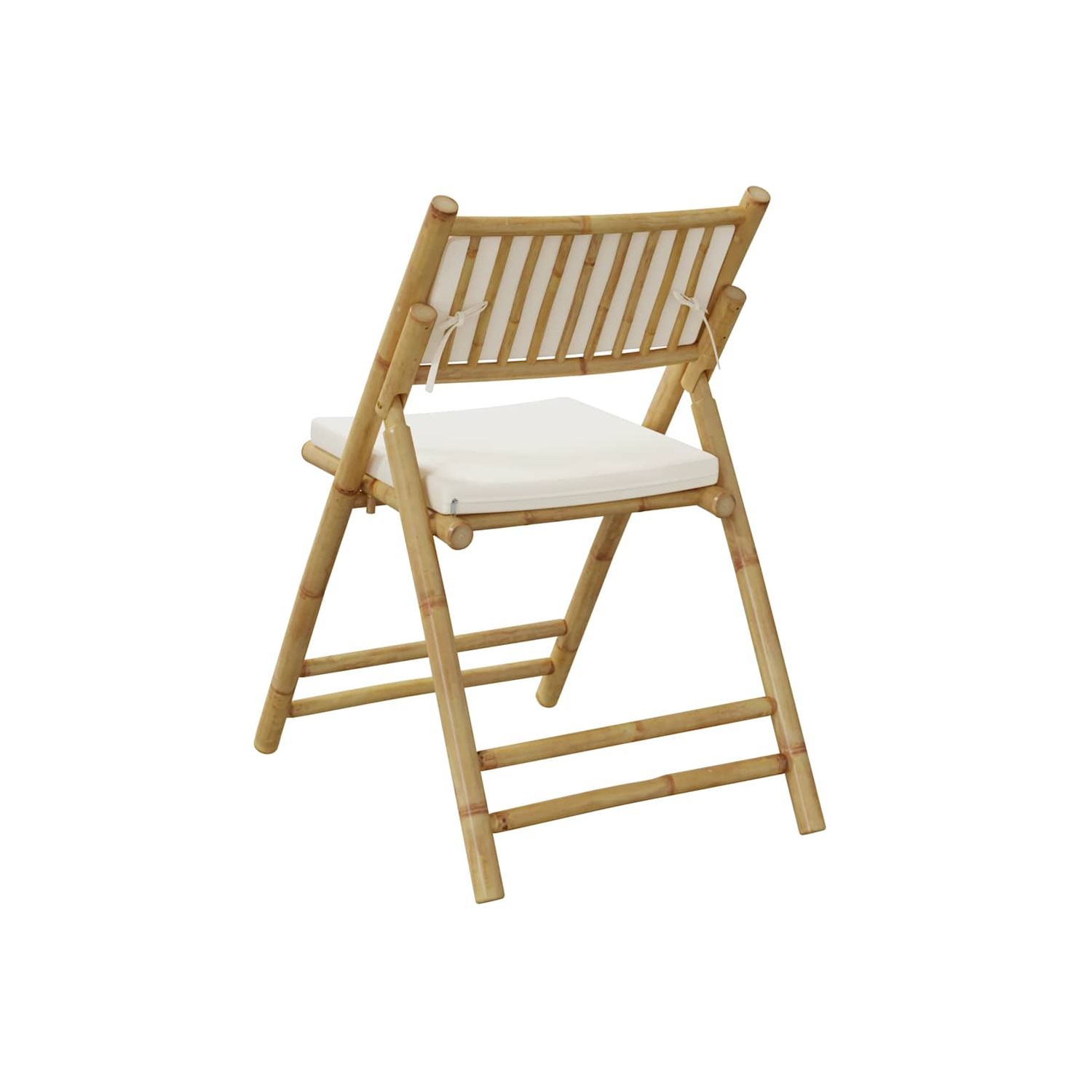 vidaXL 6 Piece Folding Bistro Chairs with Cream White Cushions Bamboo