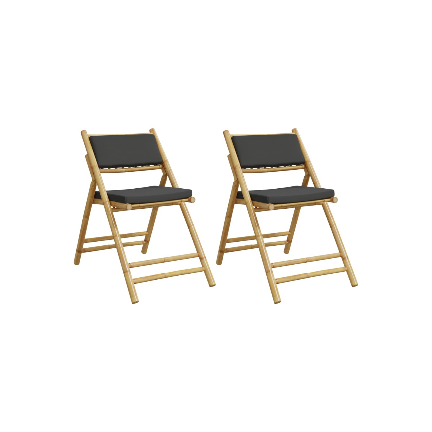 vidaXL Folding Bistro Chairs 2 pcs with Cushions Bamboo