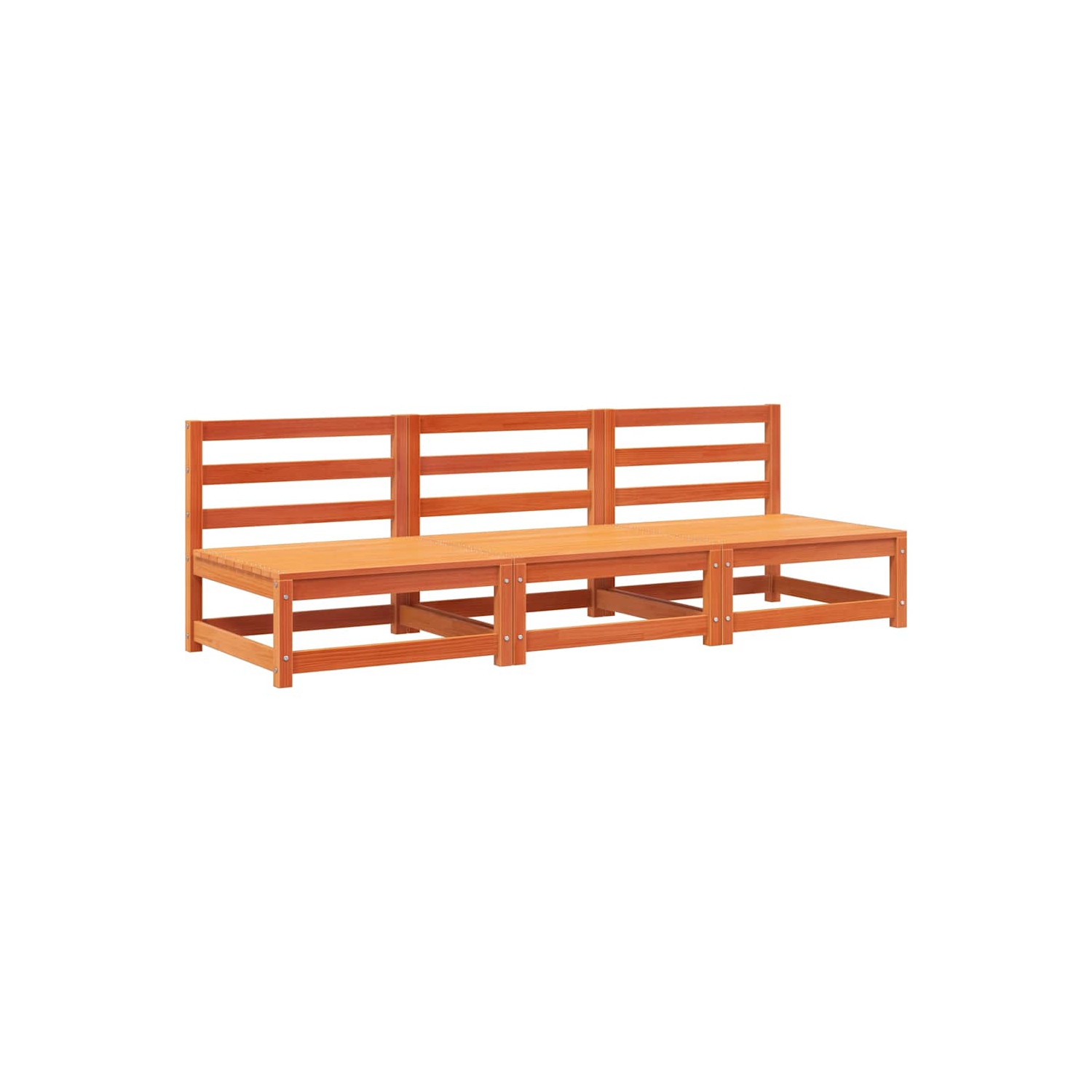 vidaXL Garden Sofas Armless 3 pcs Wax Brown 70x70x67 cm Solid Wood Pine