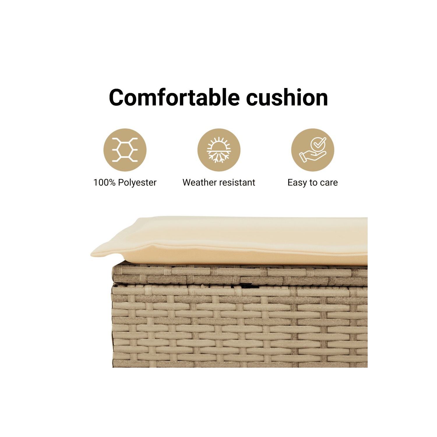 vidaXL Garden Sofa with Cushions 2-Seater Beige Poly Rattan