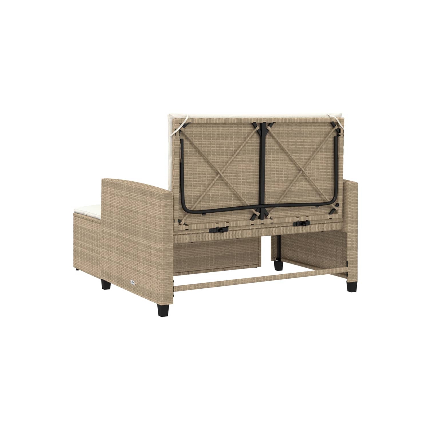 vidaXL Garden Sofa with Cushions 2-Seater Beige Poly Rattan