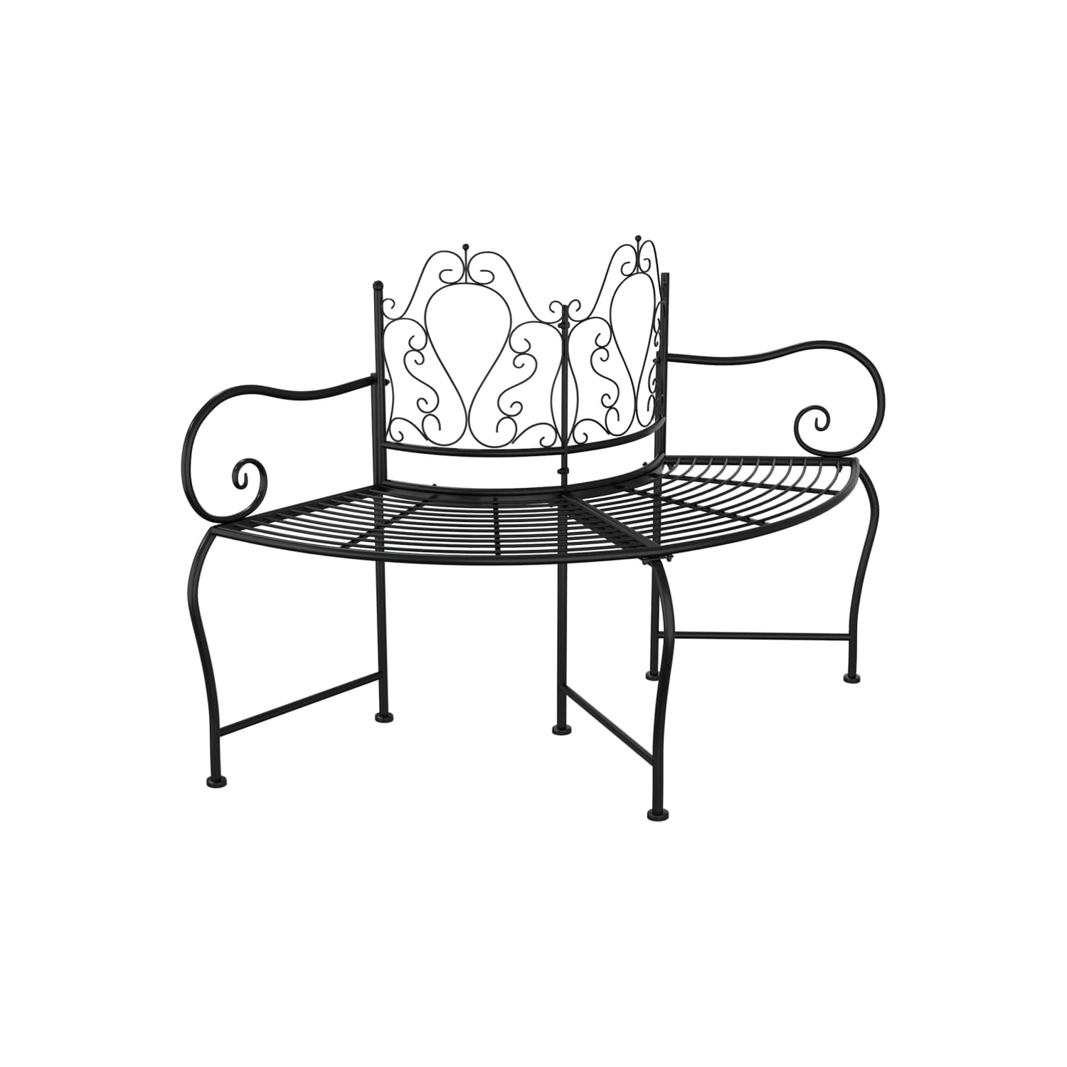 Banc d'arbre vidaXL en acier noir 150&nbsp;cm