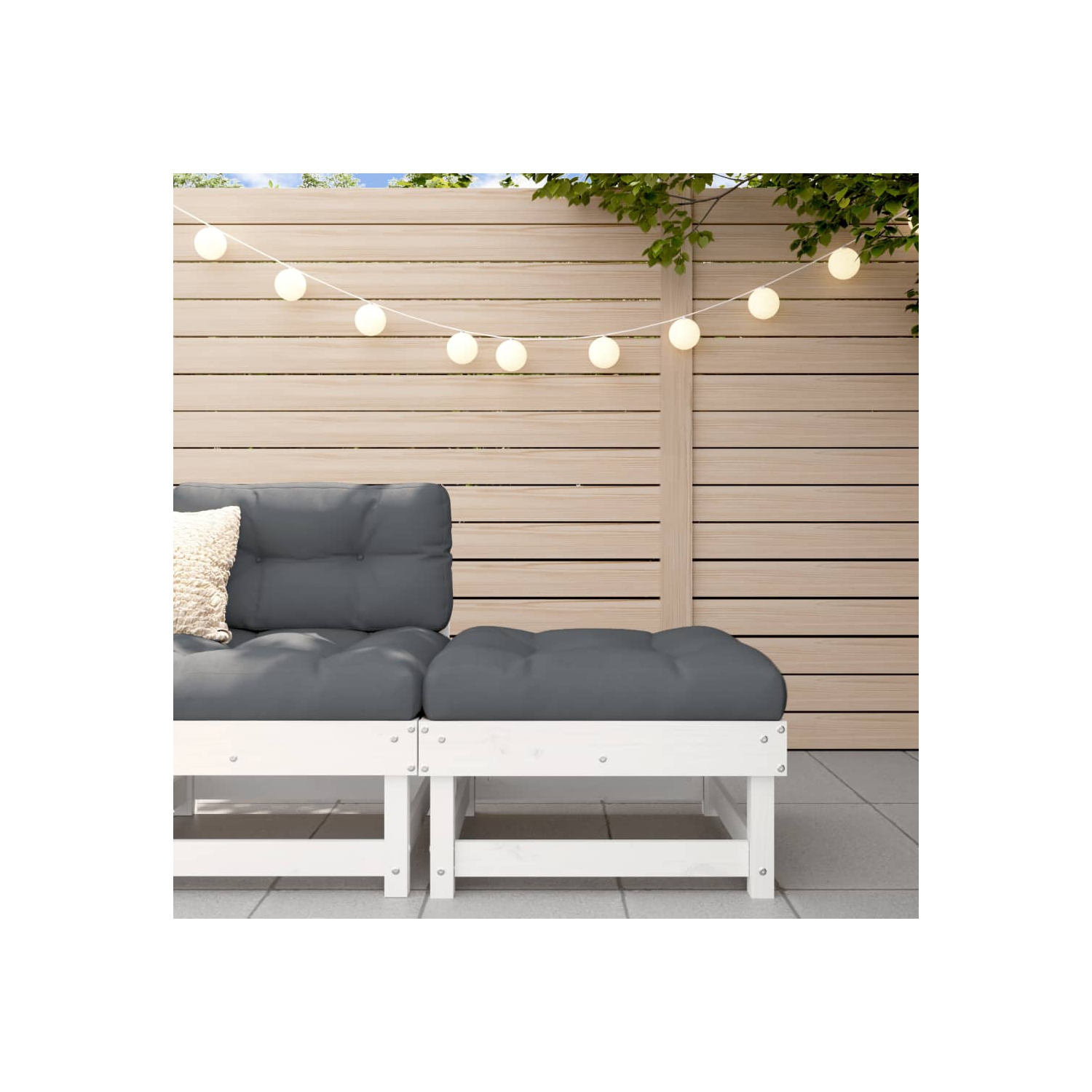 vidaXL Garden Footstool White Solid Wood Pine