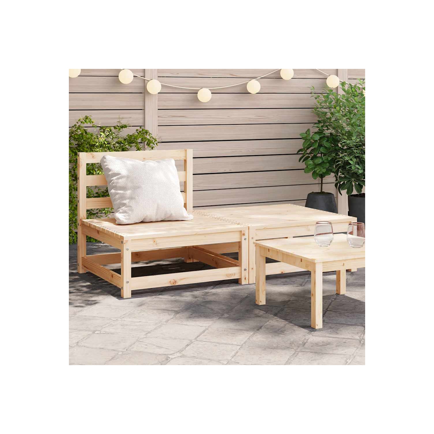 vidaXL Garden Sofa Armless with Footstool Solid Wood Pine