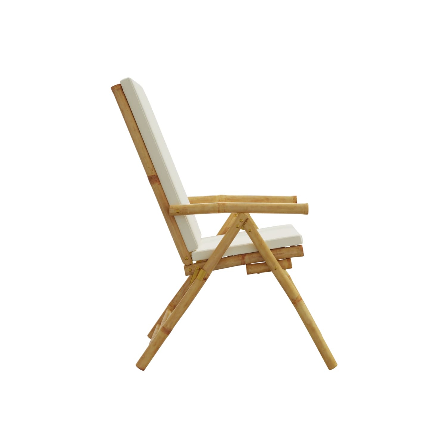 Chaise de jardin inclinable pliante vidaXL avec coussins en bambou, 2 pièces