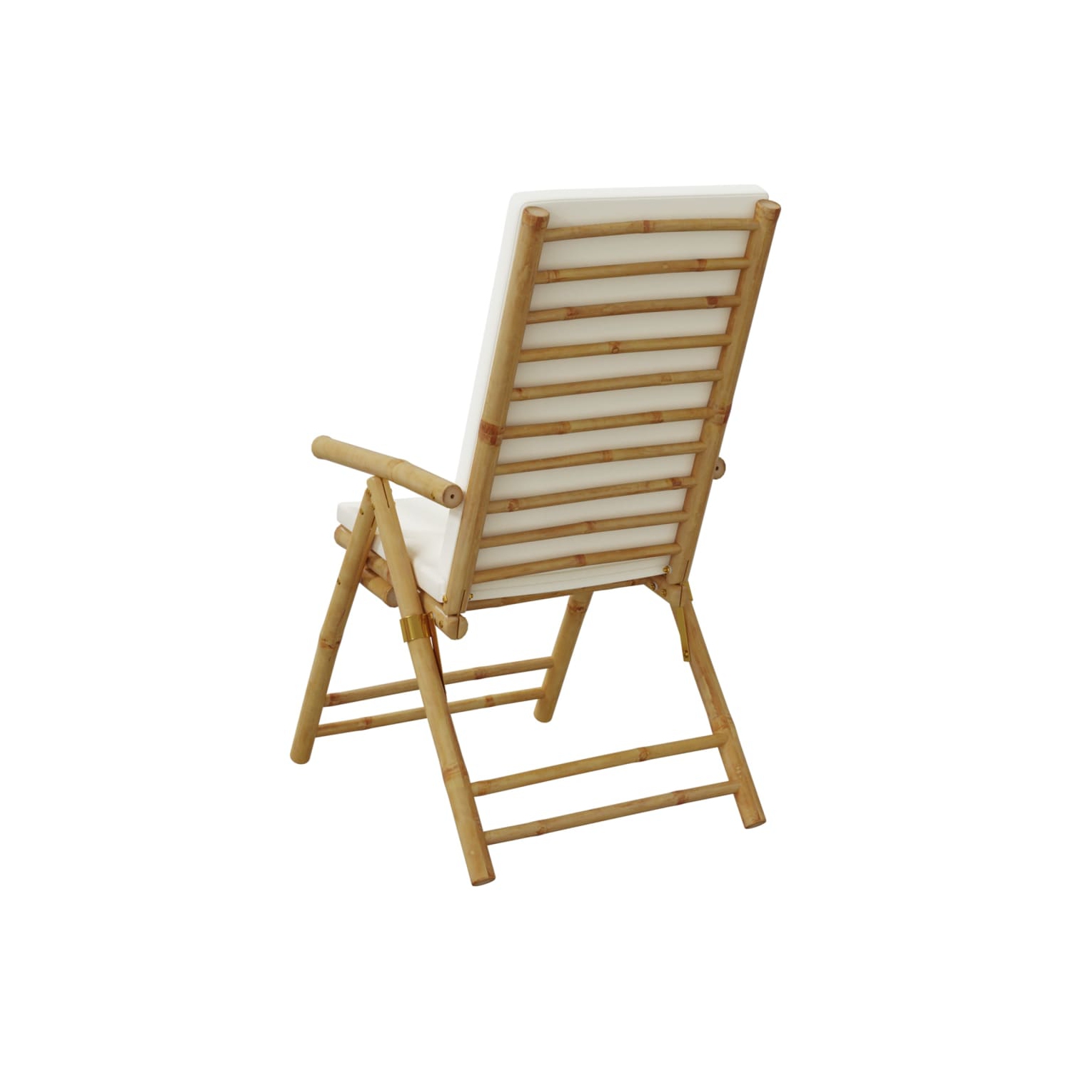 Chaise de jardin inclinable pliante vidaXL avec coussins en bambou, 2 pièces