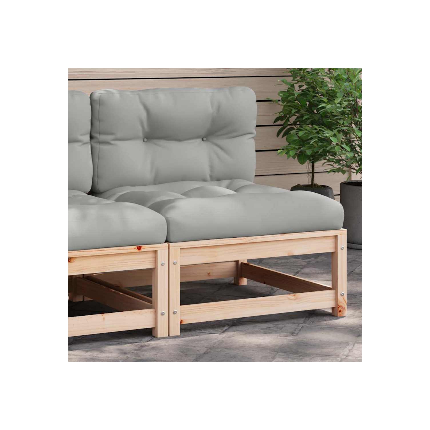 vidaXL Garden Sofa Armless with Cushions Solid Wood Pine