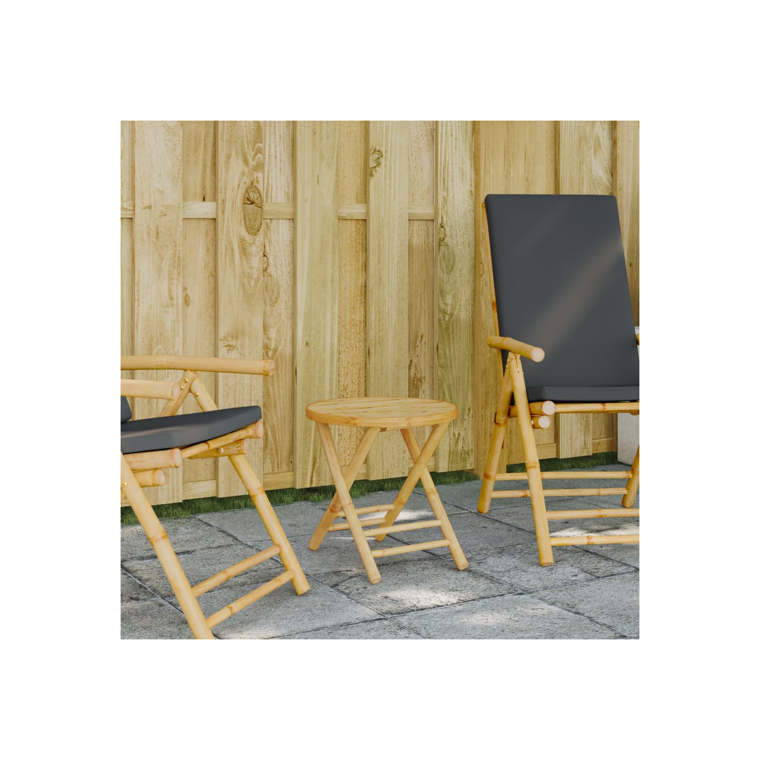 vidaXL Folding Garden Table Ø45x45 cm Bamboo