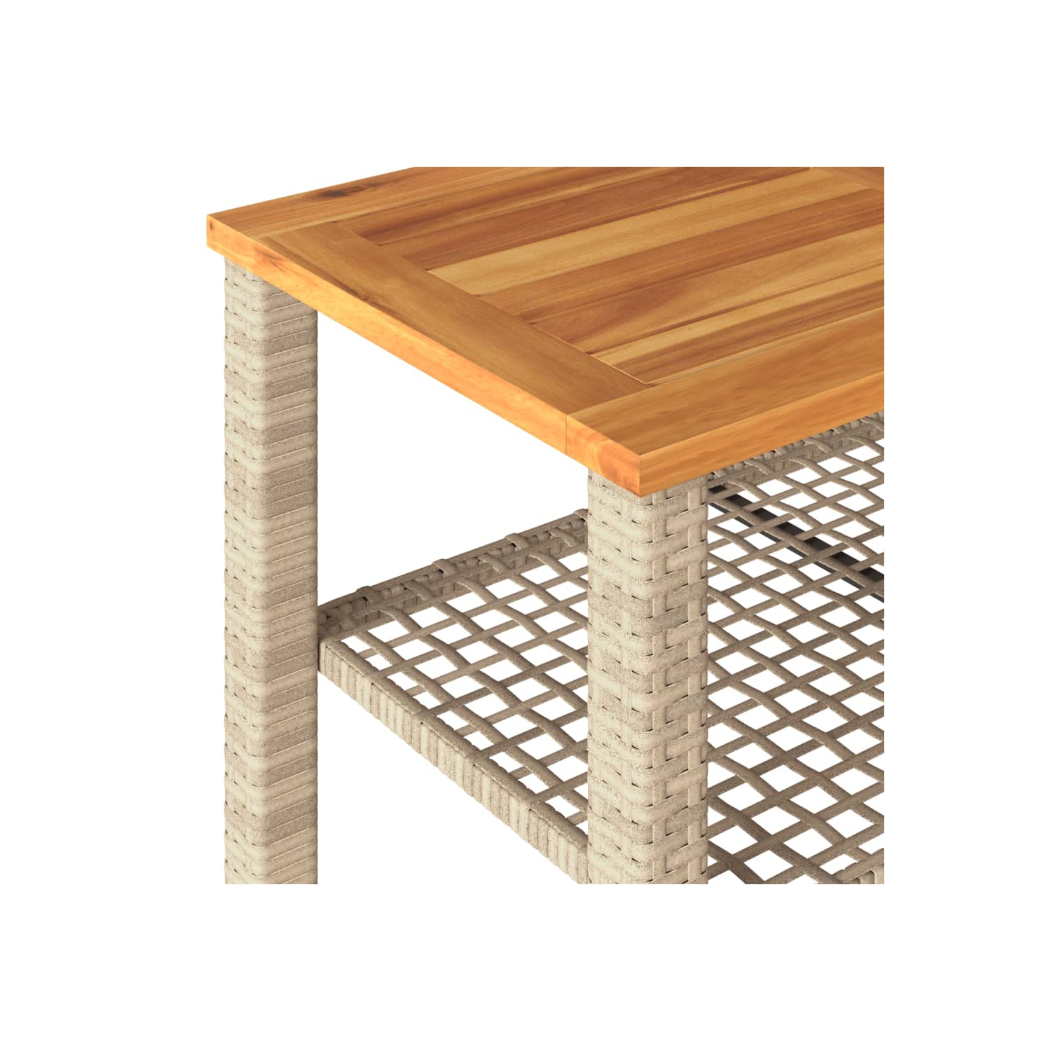 vidaXL Garden Table Beige 70x38x42 cm Poly Rattan Acacia Wood