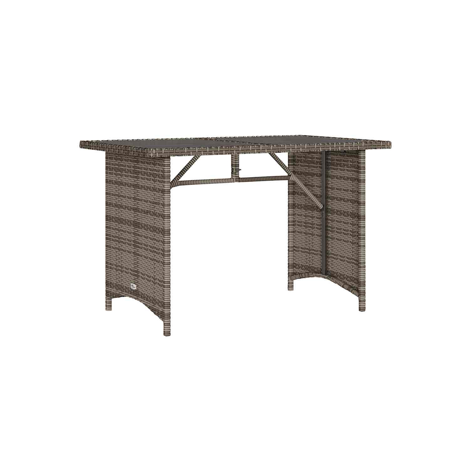 vidaXL Garden Table with Glass Top Grey 110x68x70 cm Poly Rattan
