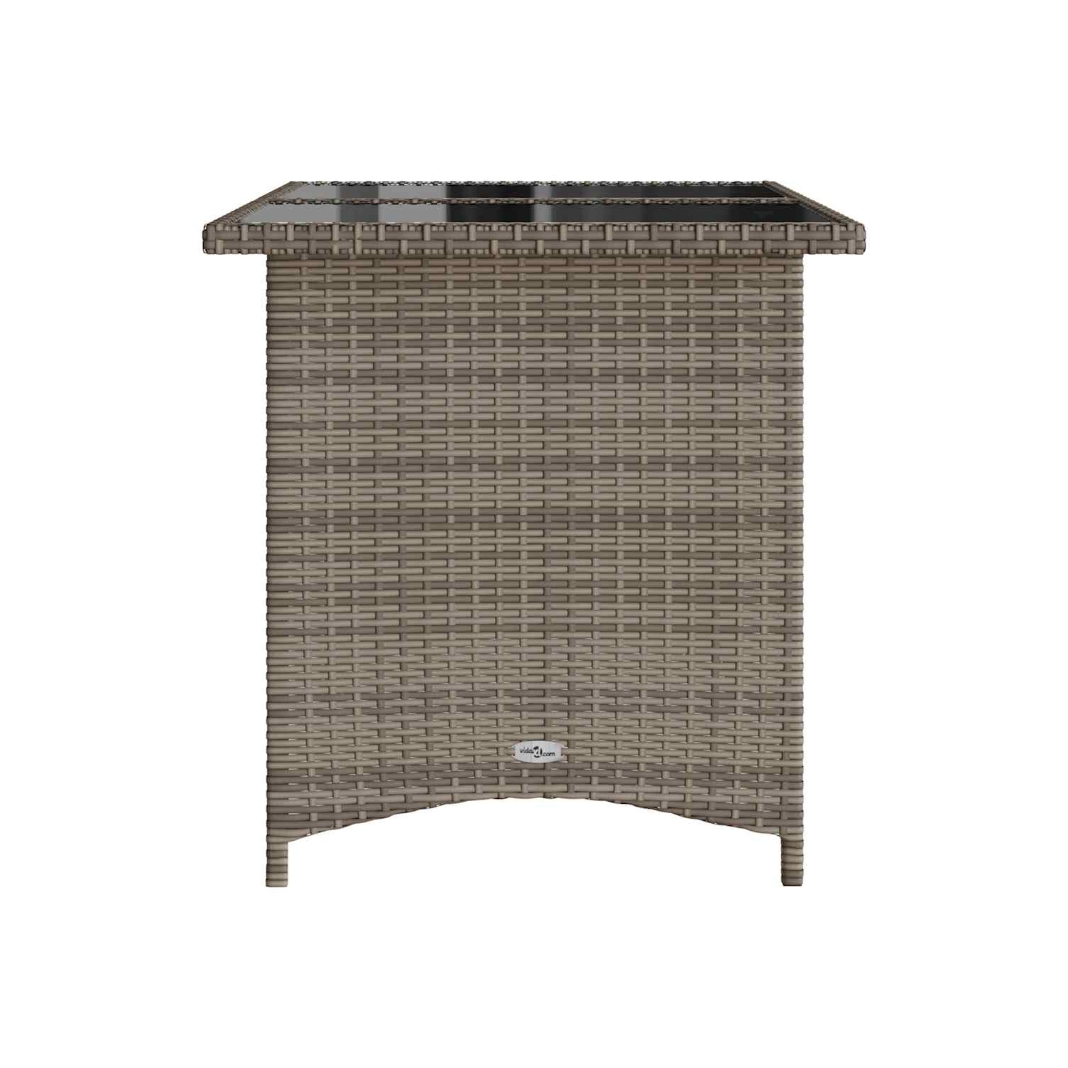 vidaXL Garden Table with Glass Top Grey 110x68x70 cm Poly Rattan