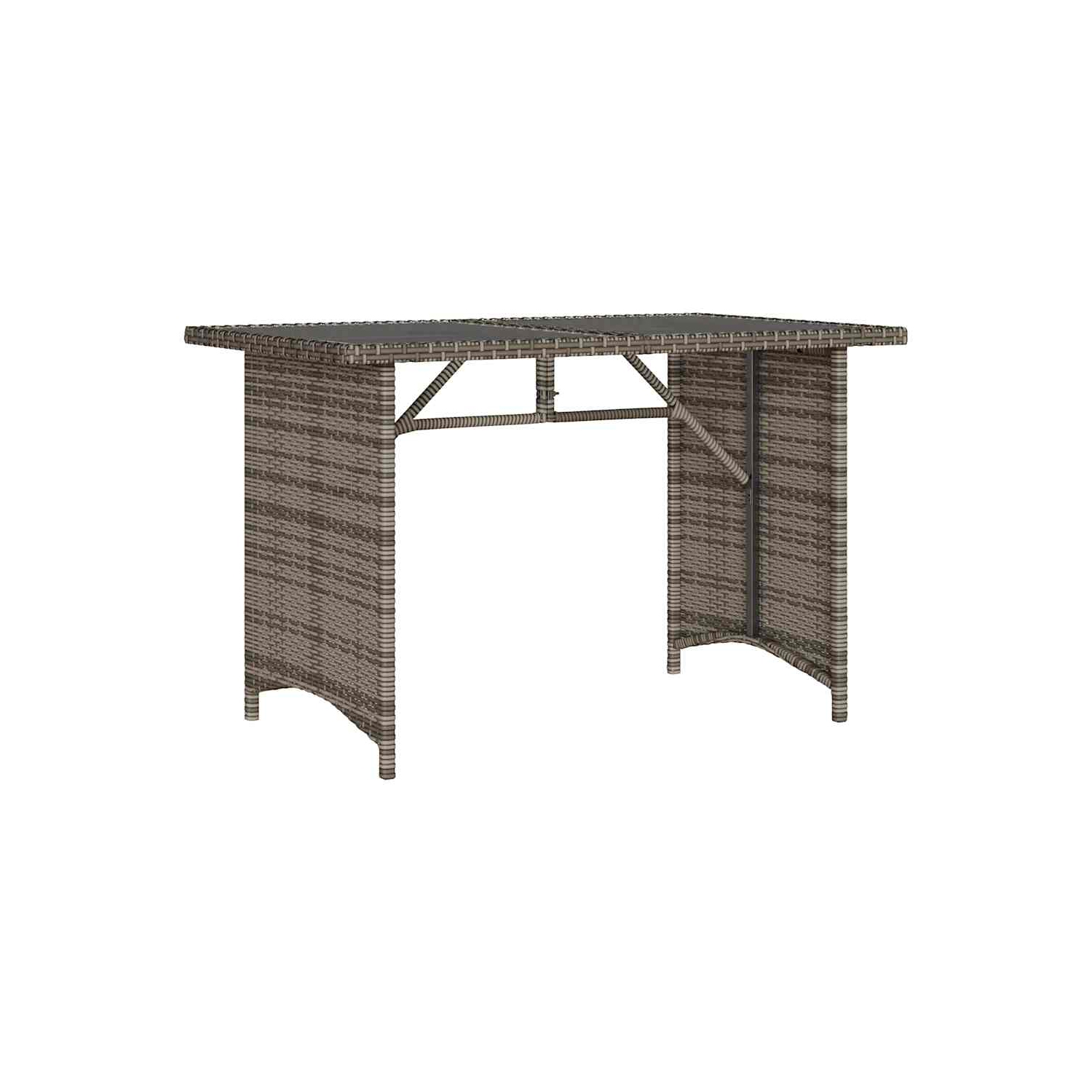 vidaXL Garden Table with Glass Top Grey 110x68x70 cm Poly Rattan