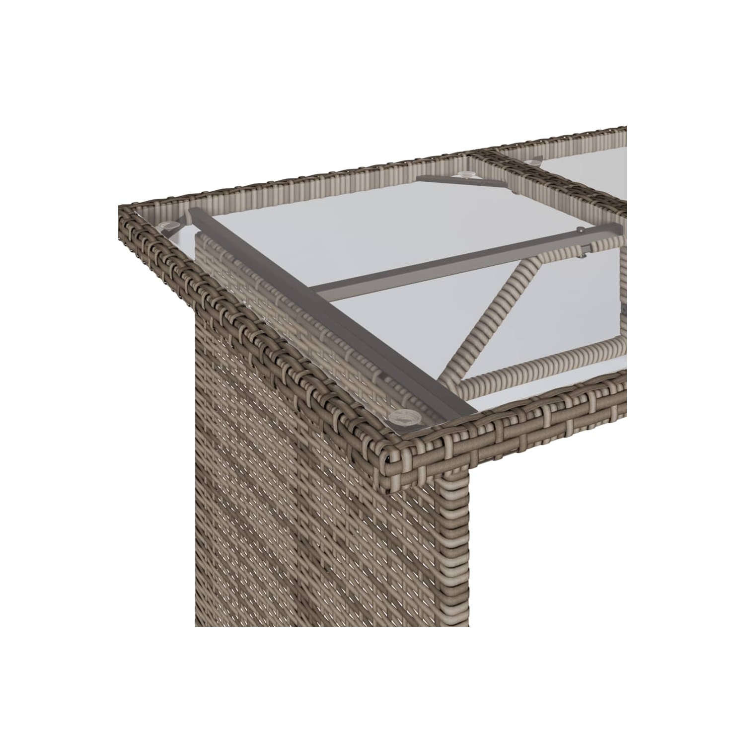 vidaXL Garden Table with Glass Top Grey 110x68x70 cm Poly Rattan