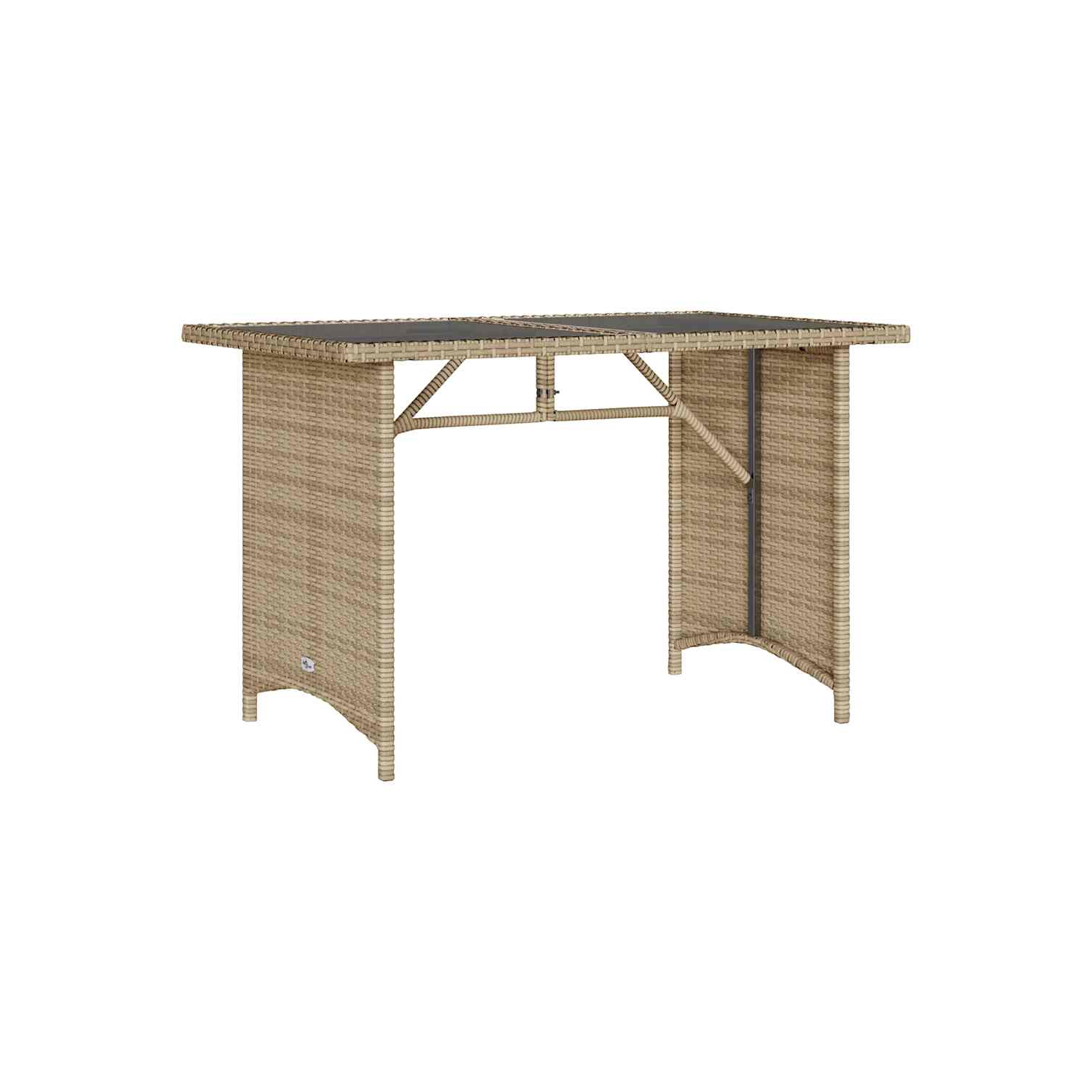 vidaXL Garden Table with Glass Top Beige 110x68x70 cm Poly Rattan
