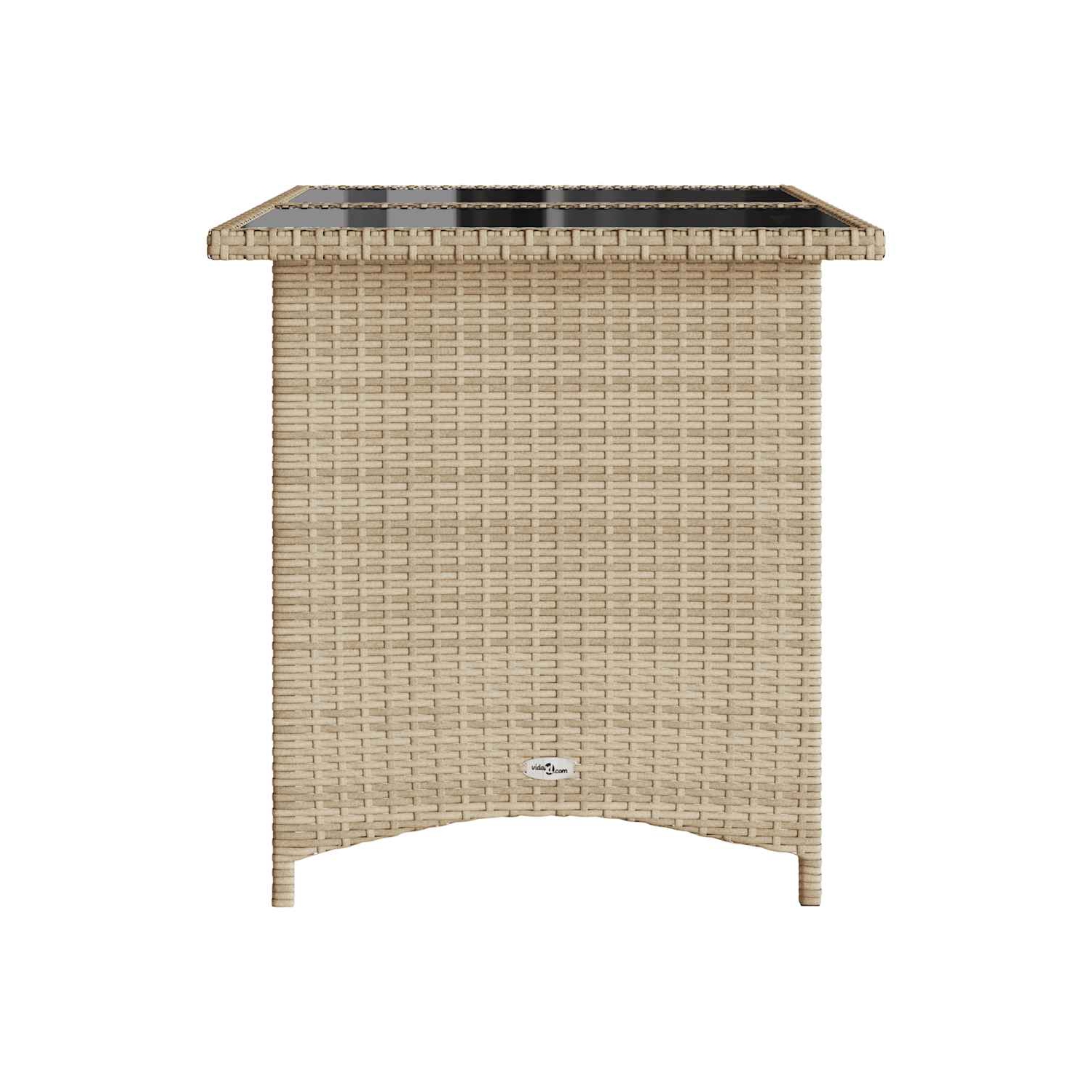 vidaXL Garden Table with Glass Top Beige 110x68x70 cm Poly Rattan