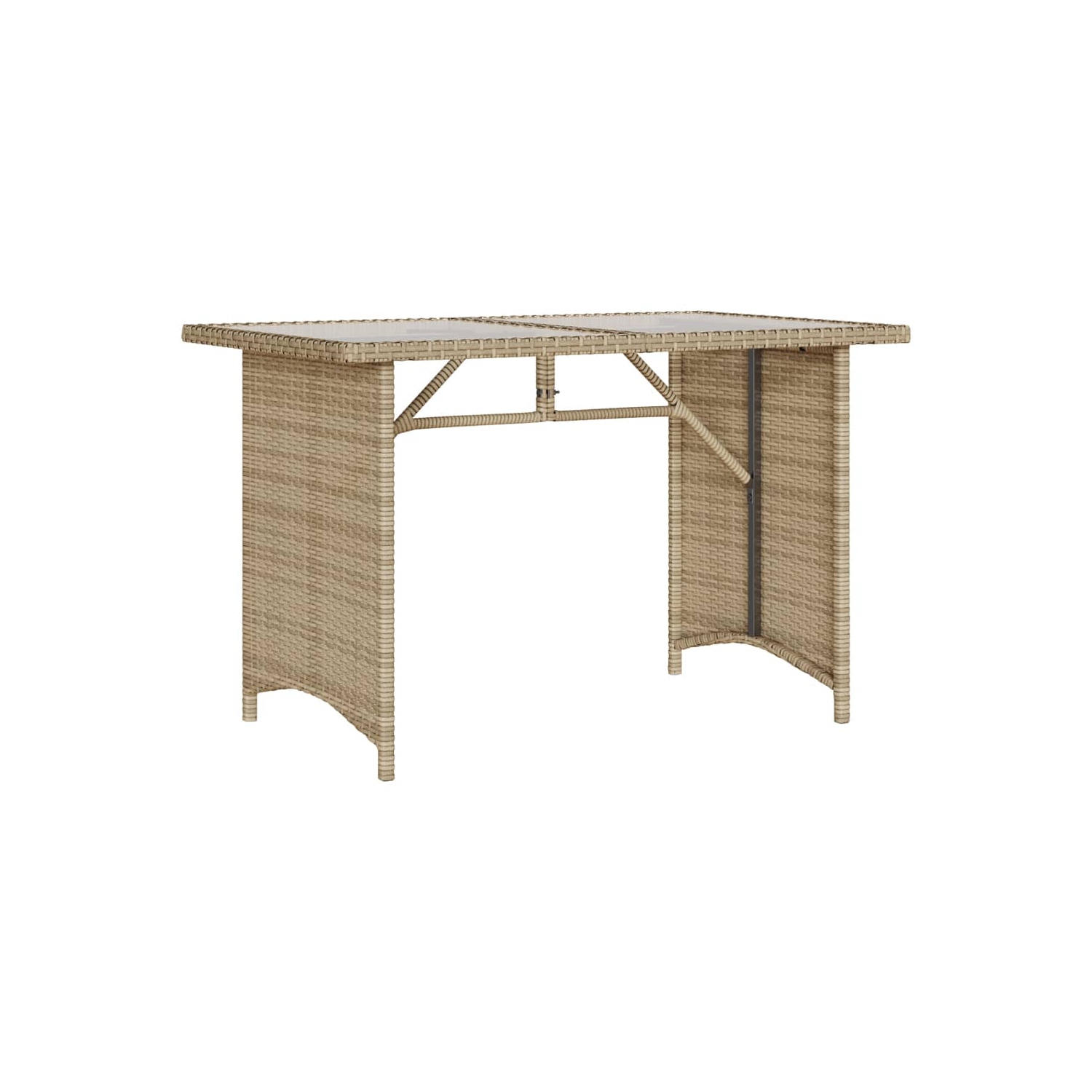 vidaXL Garden Table with Glass Top Beige 110x68x70 cm Poly Rattan