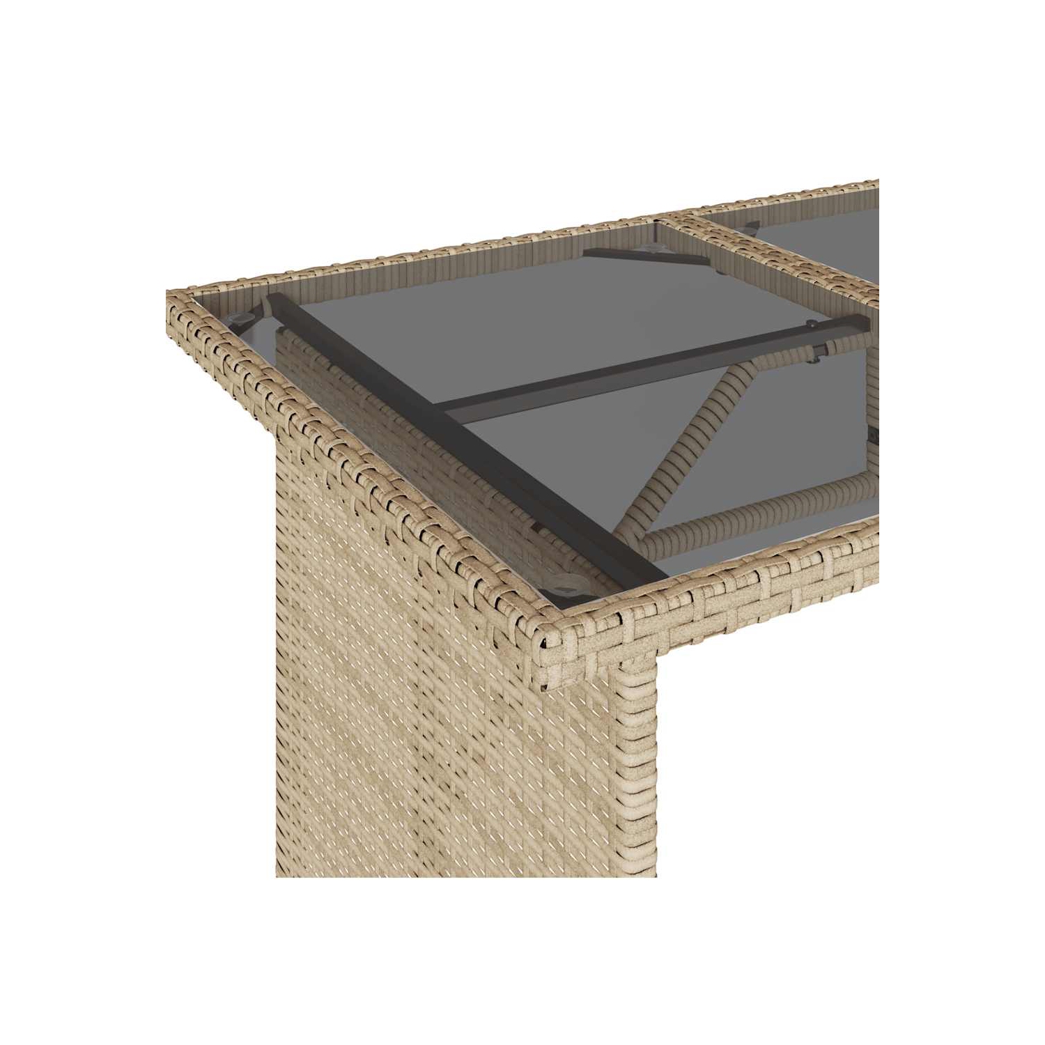 vidaXL Garden Table with Glass Top Beige 110x68x70 cm Poly Rattan