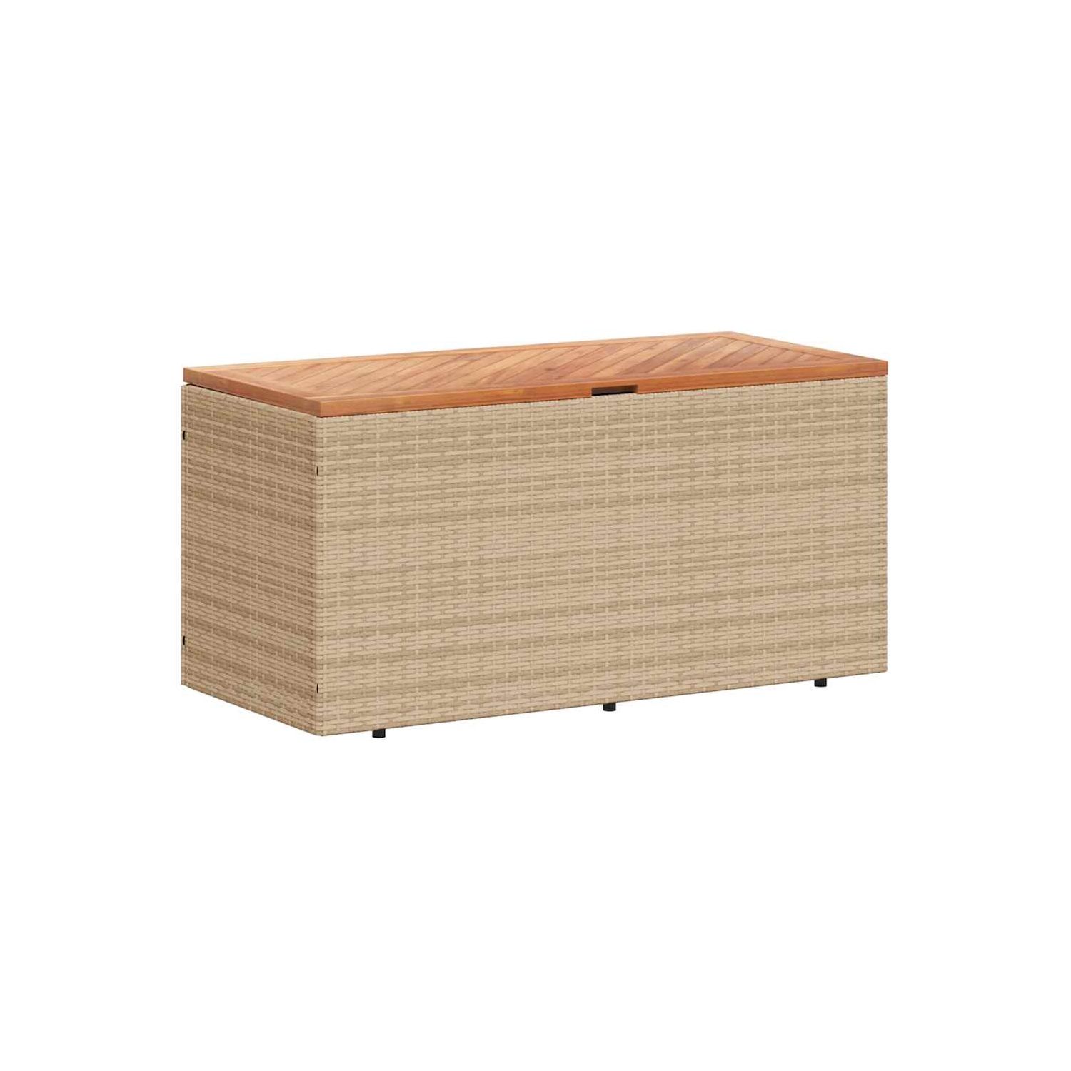 vidaXL Garden Storage Box Beige 110x50x54 cm Poly Rattan Acacia Wood