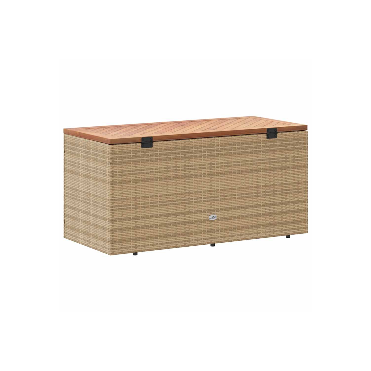 vidaXL Garden Storage Box Beige 110x50x54 cm Poly Rattan Acacia Wood