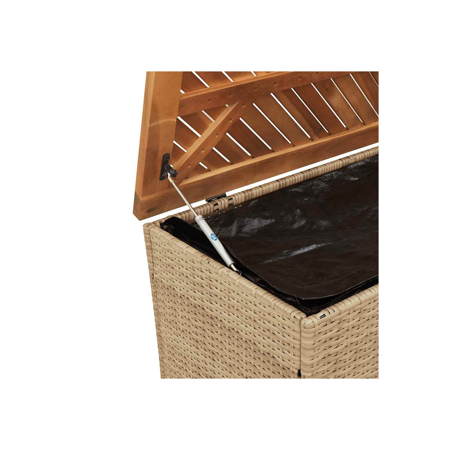 vidaXL Garden Storage Box Beige 110x50x54 cm Poly Rattan Acacia Wood