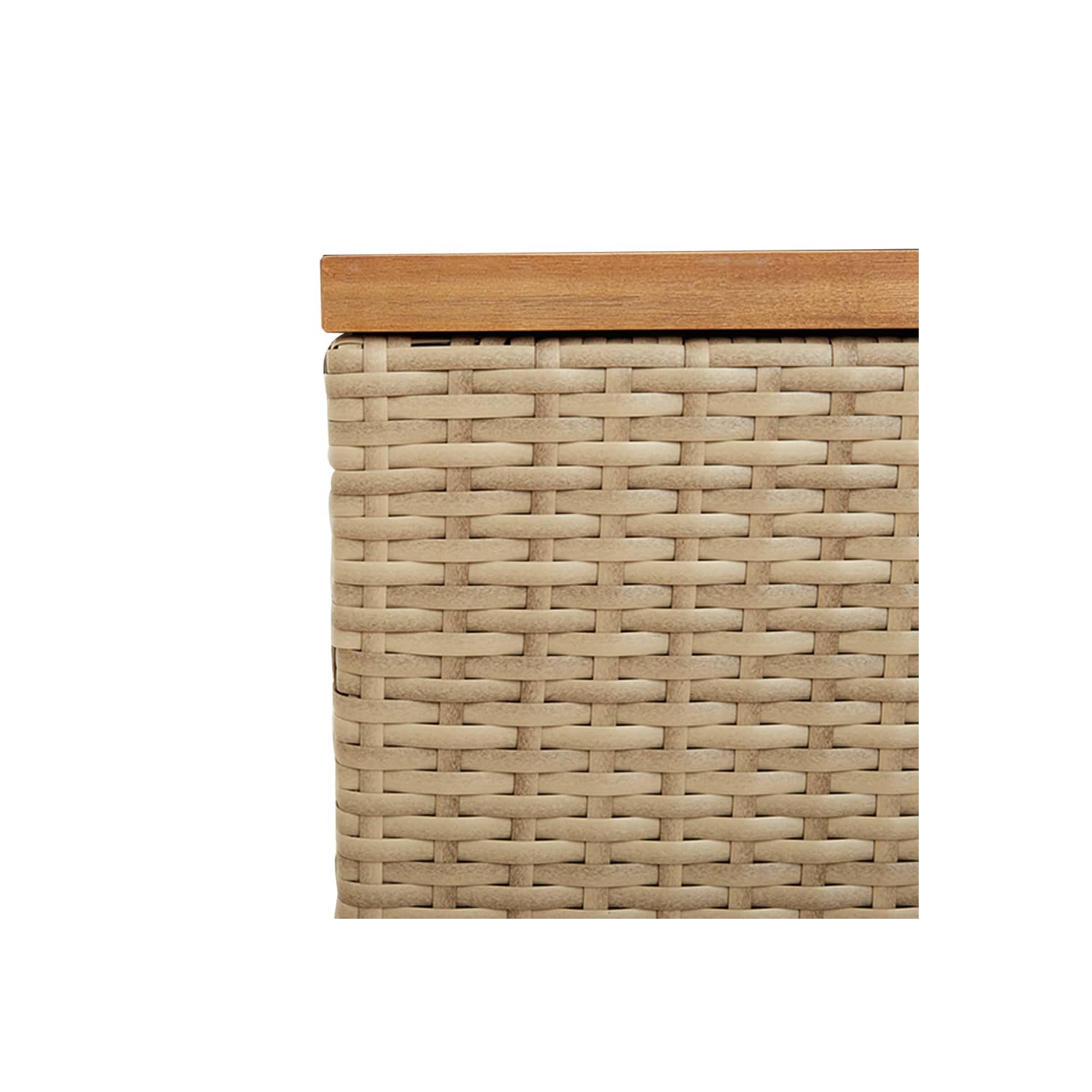 vidaXL Garden Storage Box Beige 110x50x54 cm Poly Rattan Acacia Wood