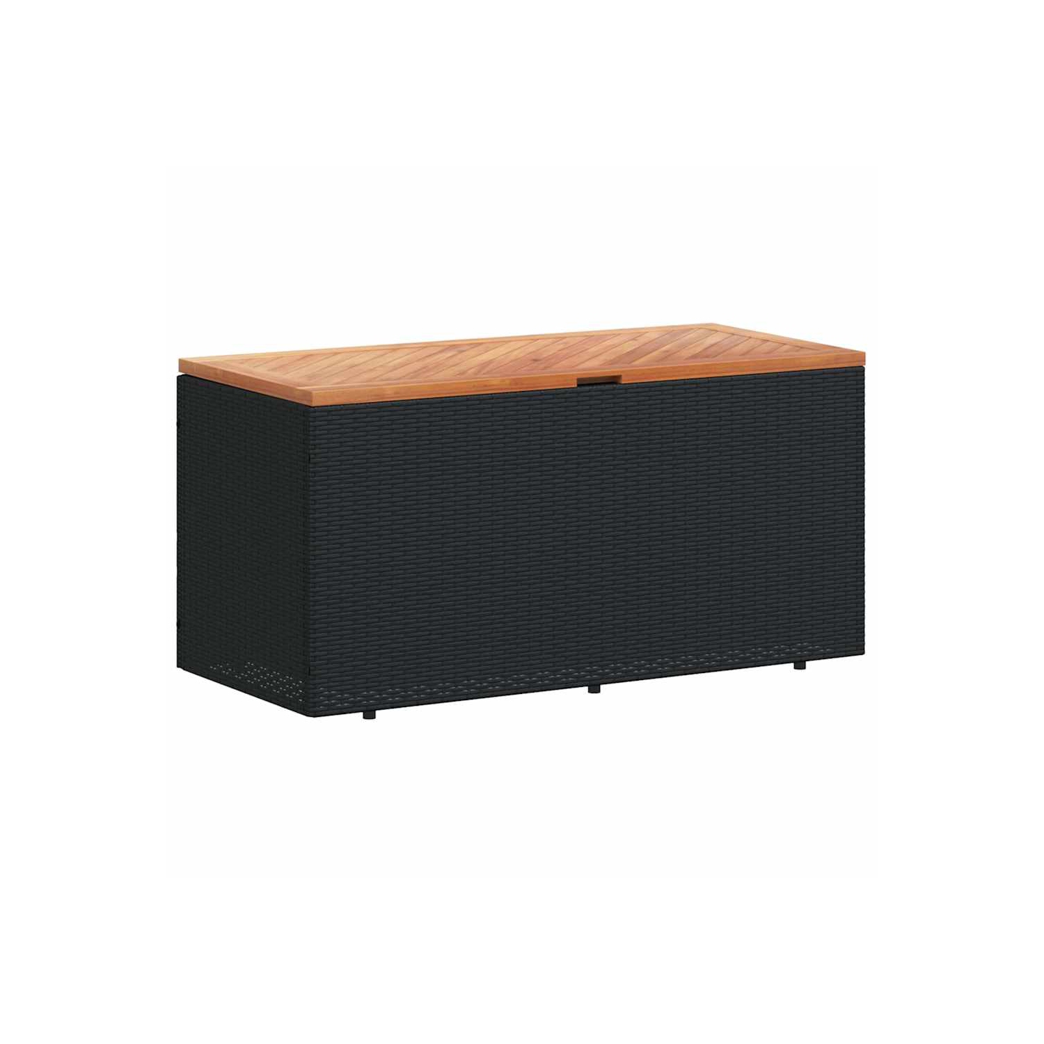 vidaXL Garden Storage Box Black 110x50x54 cm Poly Rattan Acacia Wood