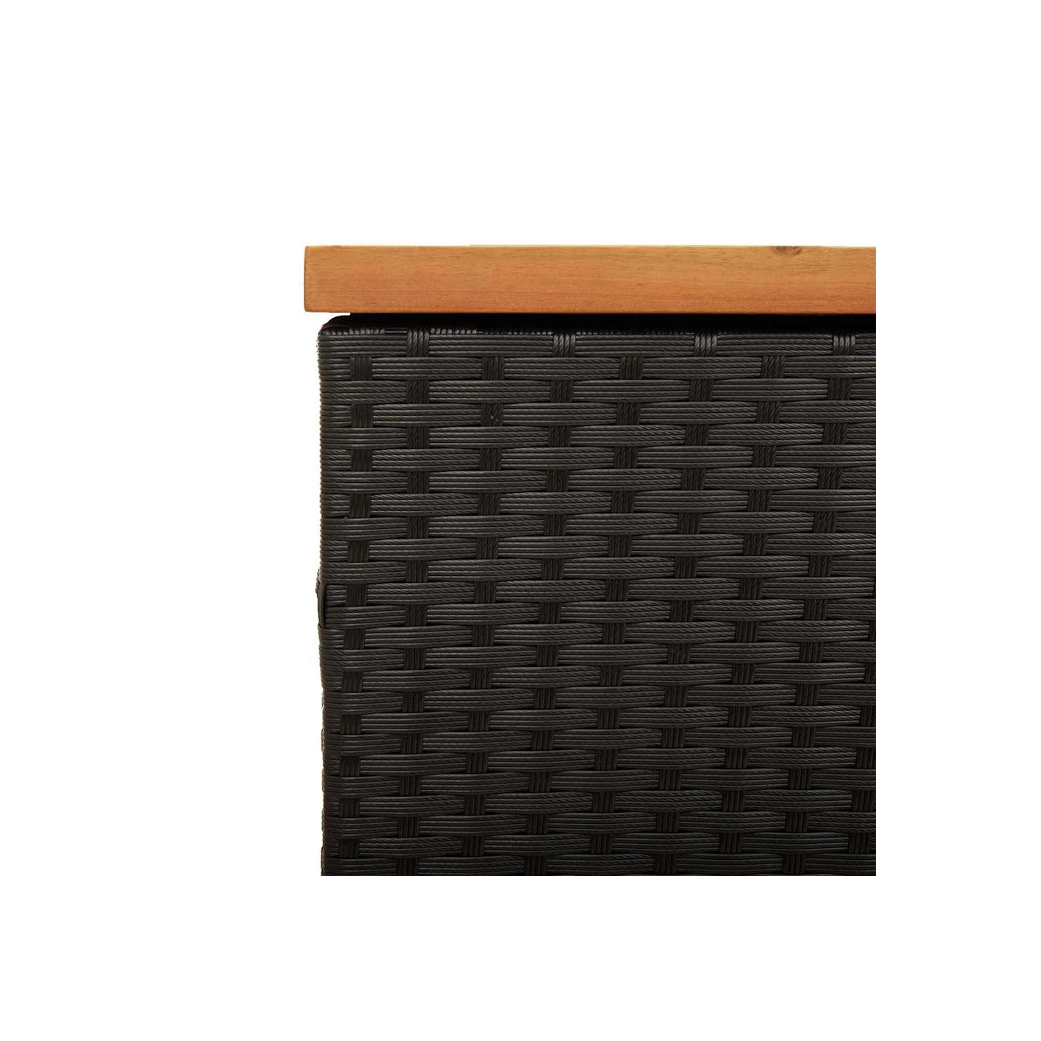 vidaXL Garden Storage Box Black 110x50x54 cm Poly Rattan Acacia Wood