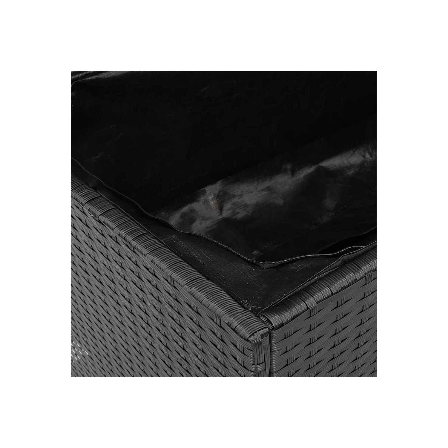vidaXL Garden Storage Box Black 110x50x54 cm Poly Rattan Acacia Wood