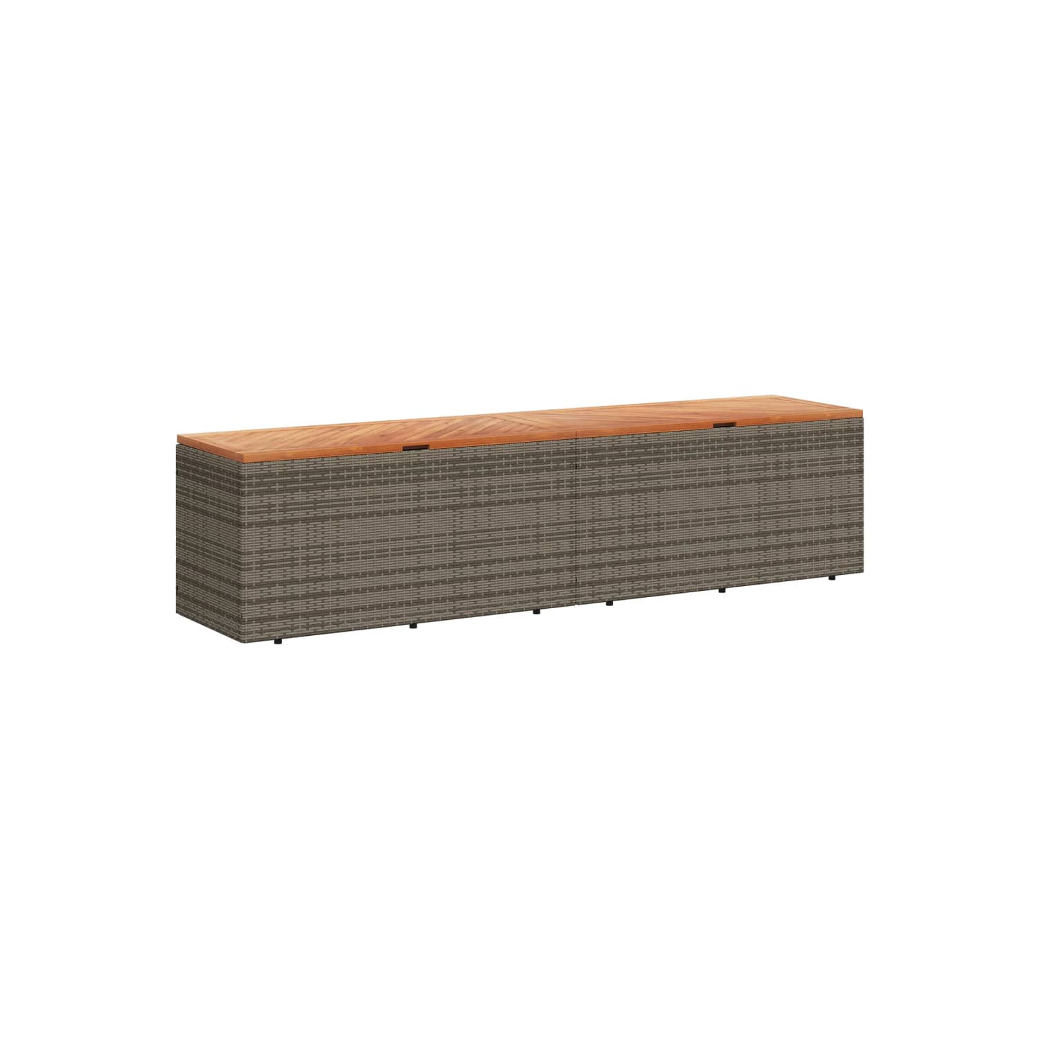 vidaXL Garden Storage Box Grey 220x50x54 cm Poly Rattan Acacia Wood