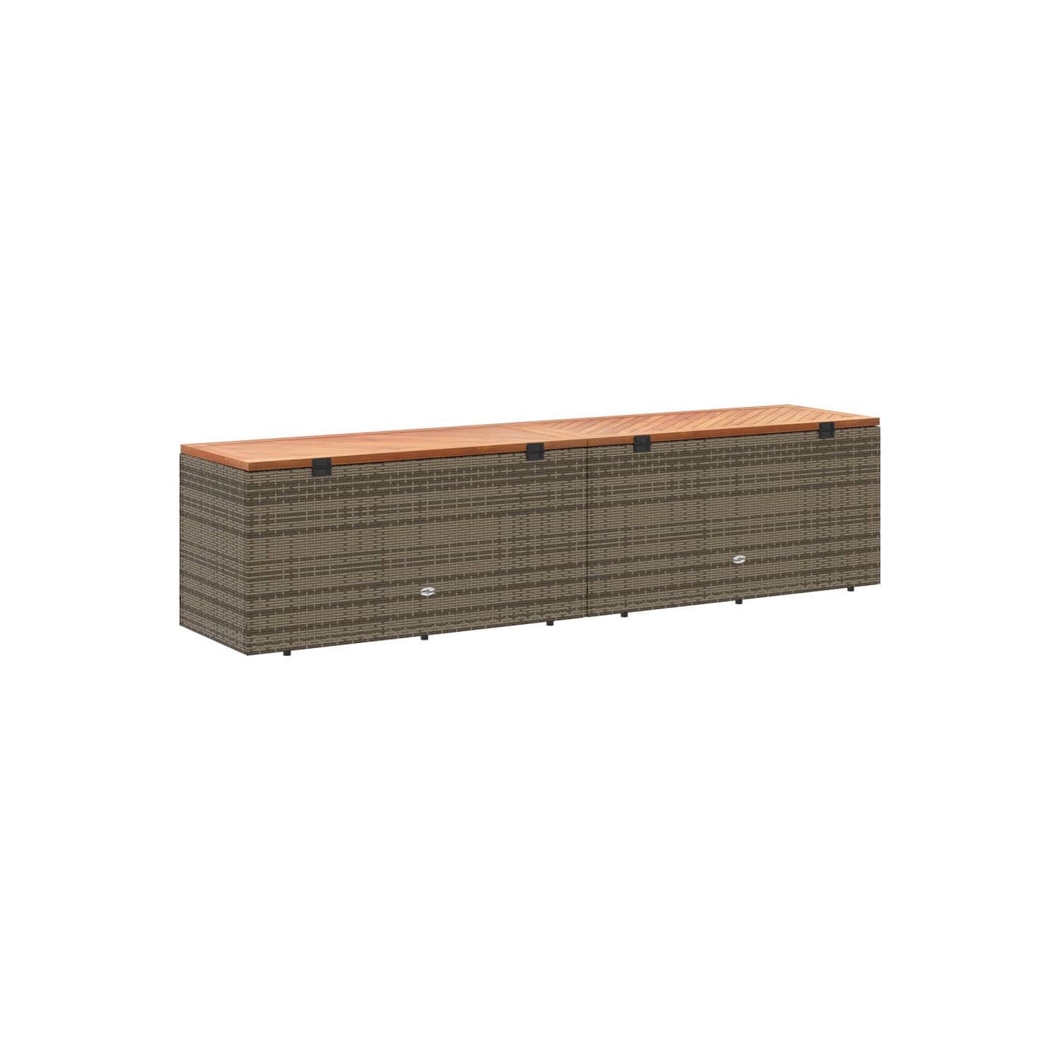 vidaXL Garden Storage Box Grey 220x50x54 cm Poly Rattan Acacia Wood