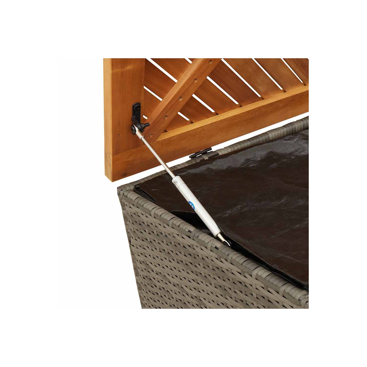 vidaXL Garden Storage Box Grey 220x50x54 cm Poly Rattan Acacia Wood