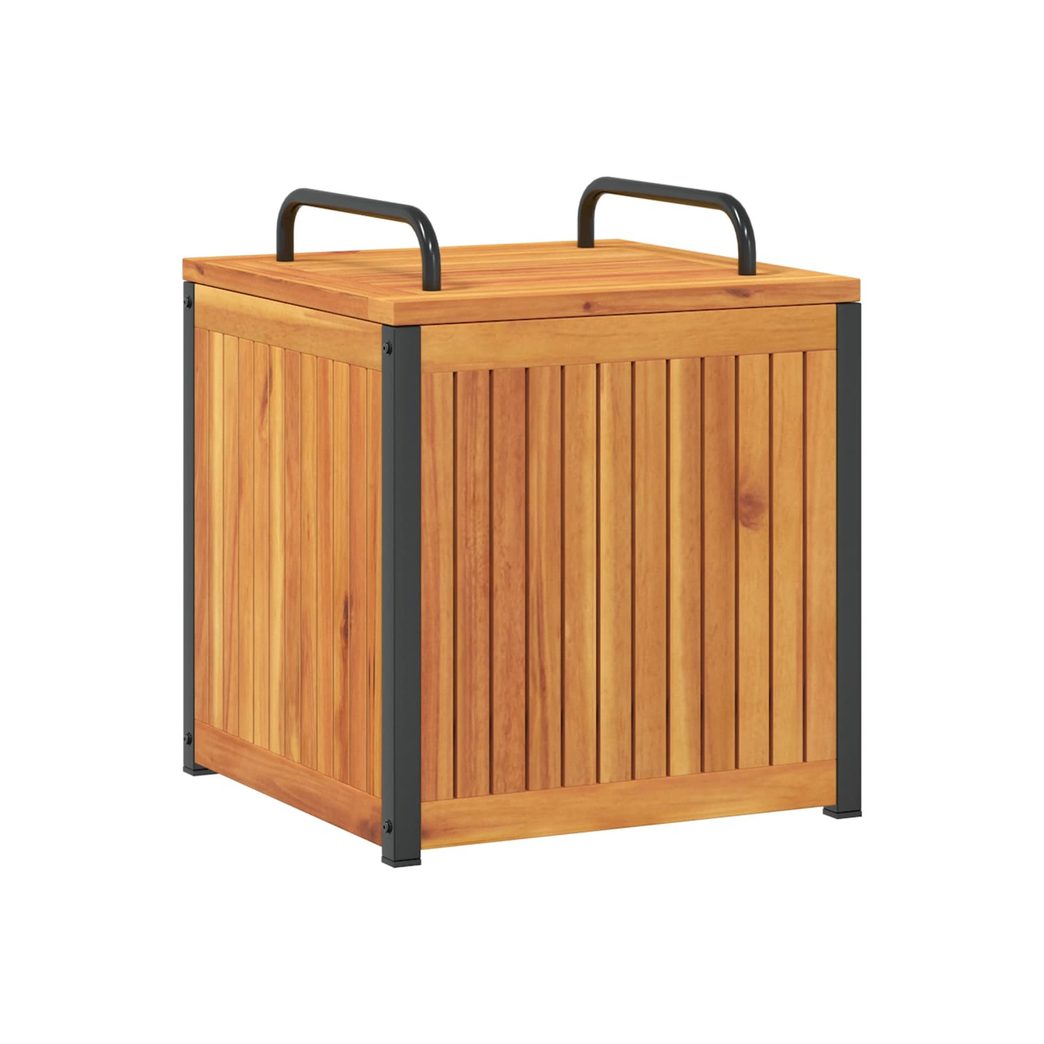 vidaXL Outdoor Cushion Box 45x45x45/53 cm Solid Wood Acacia and Steel