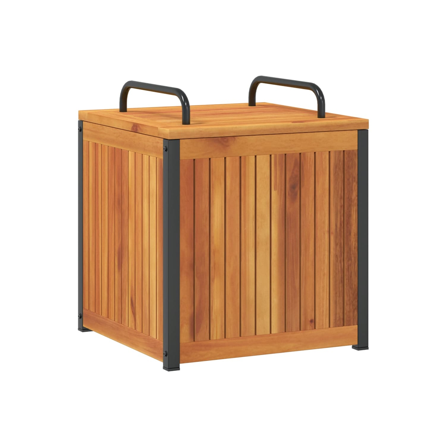 vidaXL Outdoor Cushion Box 45x45x45/53 cm Solid Wood Acacia and Steel