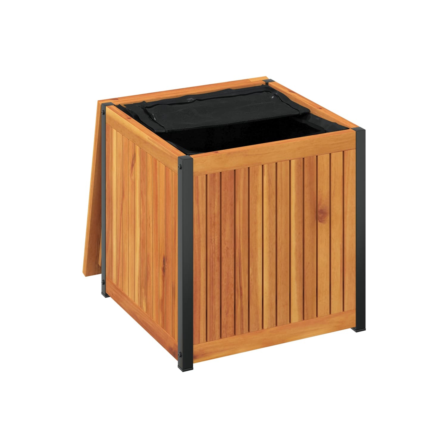 vidaXL Outdoor Cushion Box 45x45x45/53 cm Solid Wood Acacia and Steel