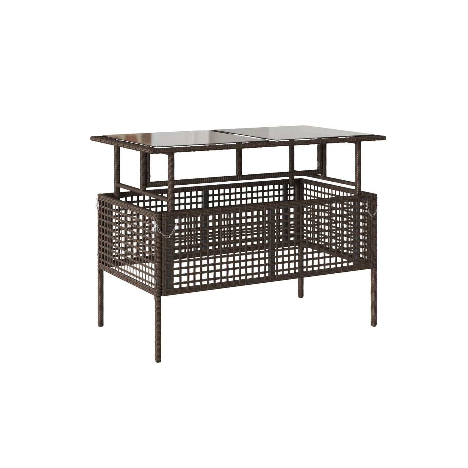 vidaXL 4 Piece Garden Sofa Set with Cushions Brown Poly Rattan Glass