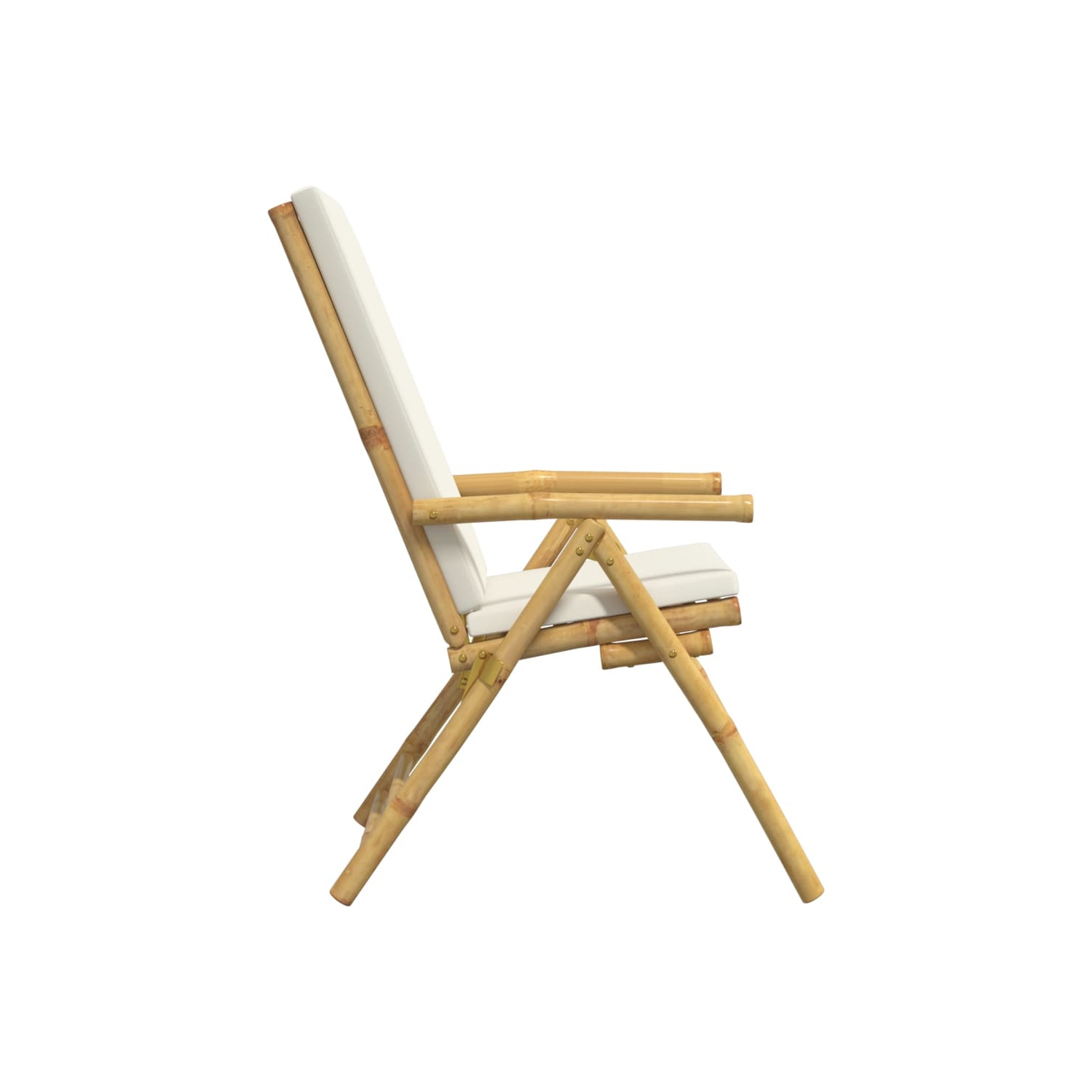 vidaXL 4 Piece Folding Reclining Chairs with Cream White Cushions Bamboo